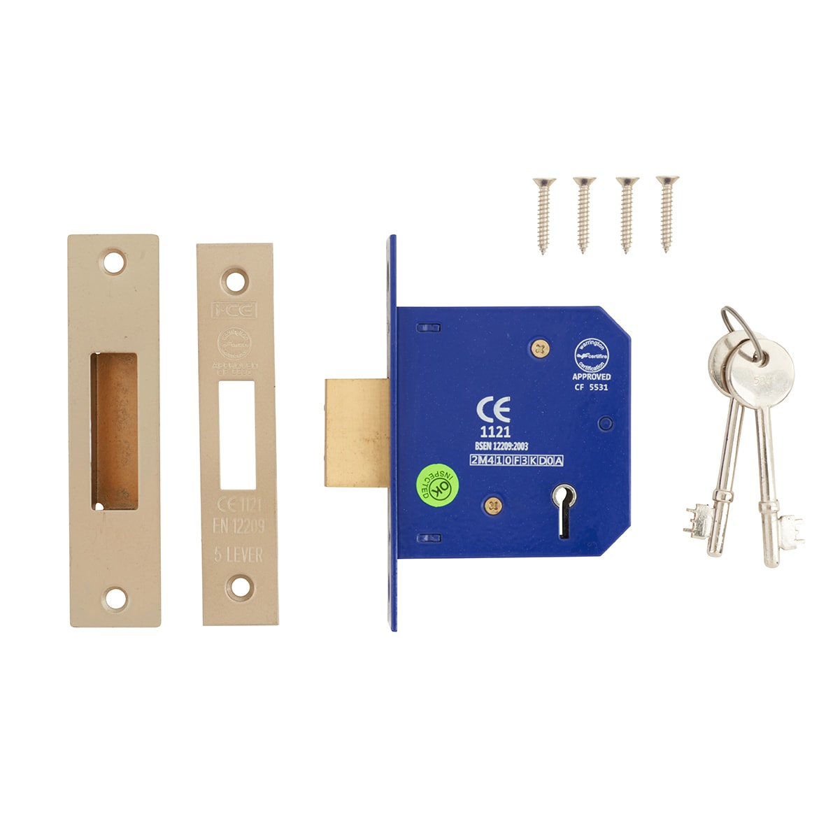 5 Lever Deadlock - 78mm Case - 57mm Backset - Satin Nickel - view 2
