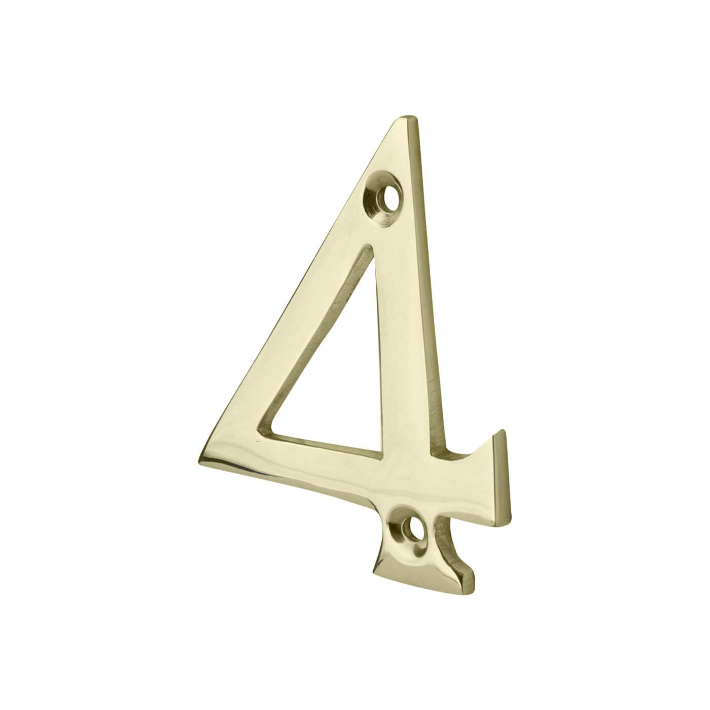 76mm Screw Fix Door Numeral - 4 - Polished Brass - view 2