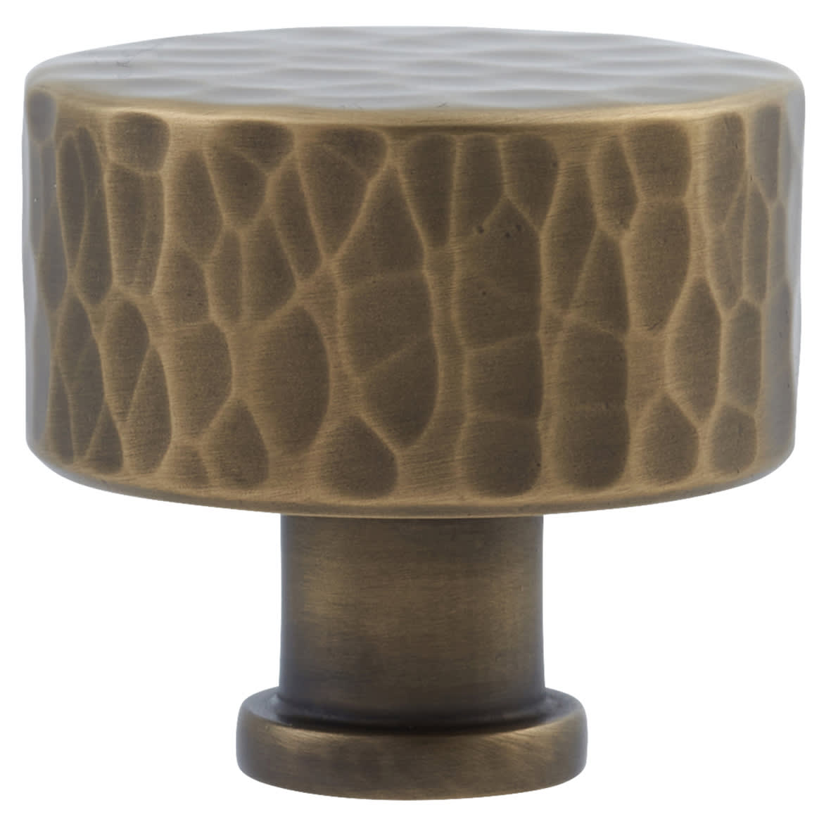 Leila Hammered Round Cabinet Knob - 35mm Diameter - Antique Brass - view 2