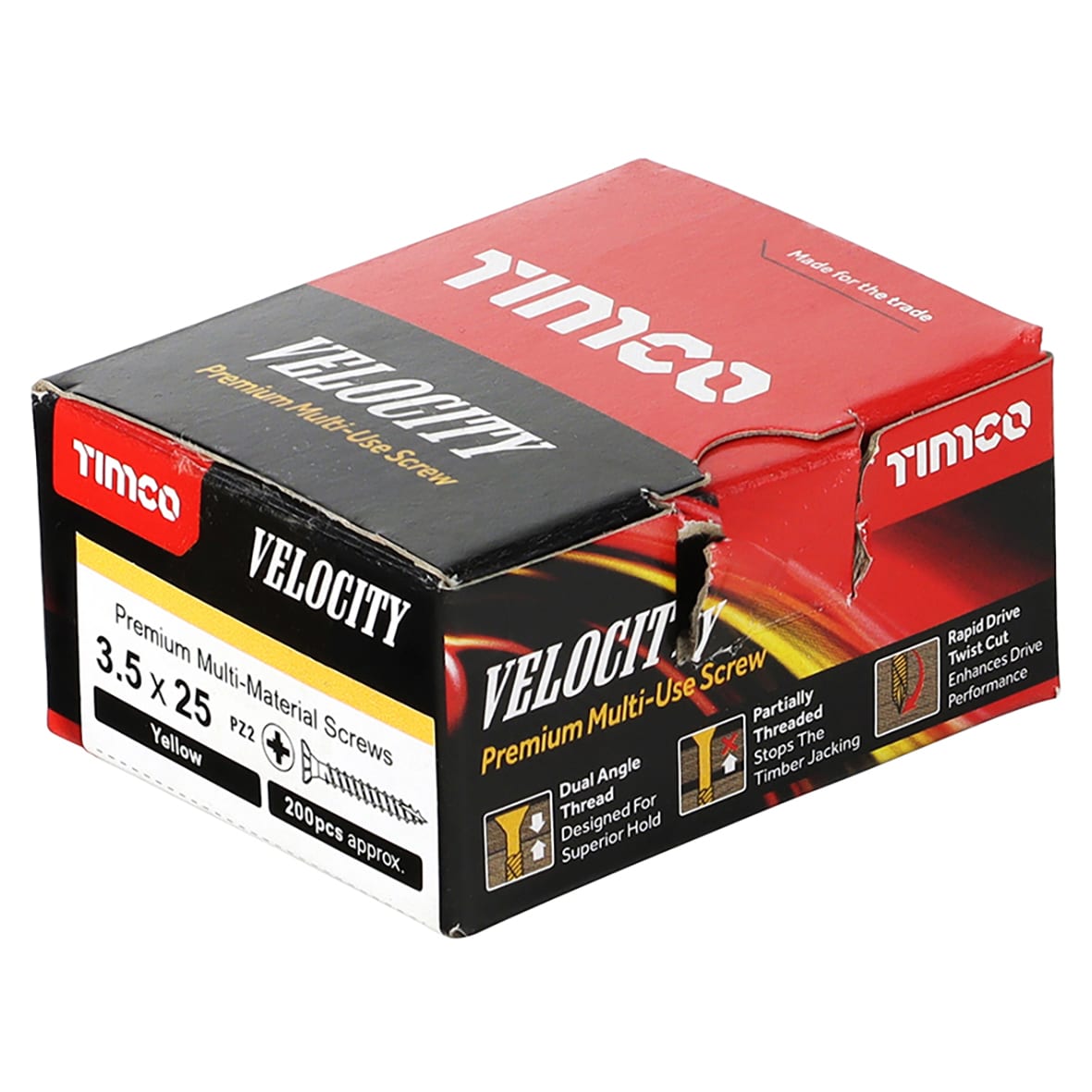 Velocity Pozi Countersunk Wood Screws - 3.5 x 25mm - Yellow Zinc - Pack of 200 - view 4