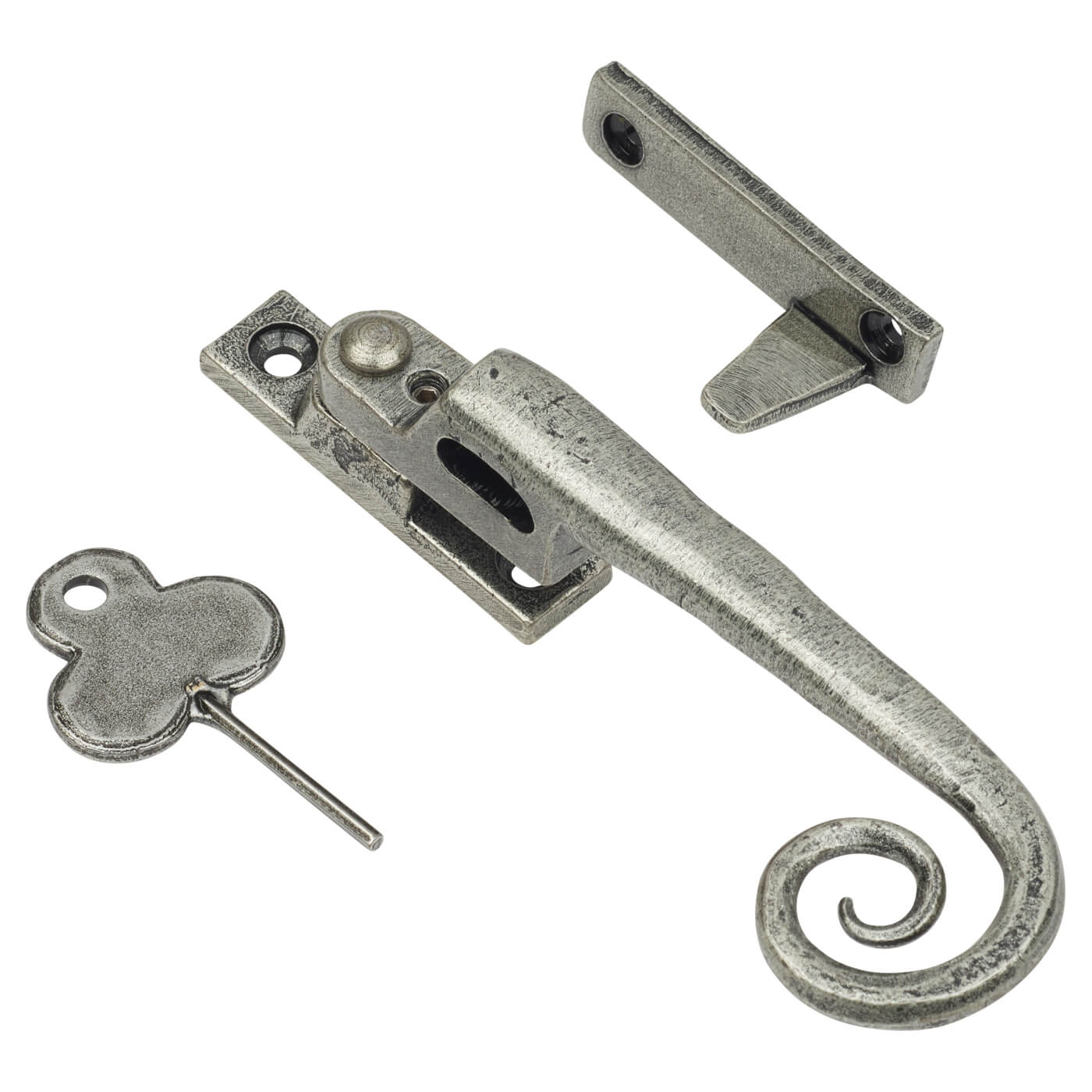 Locking Night Vent Casement Window Fastener - Left Hand - Pewter - view 2