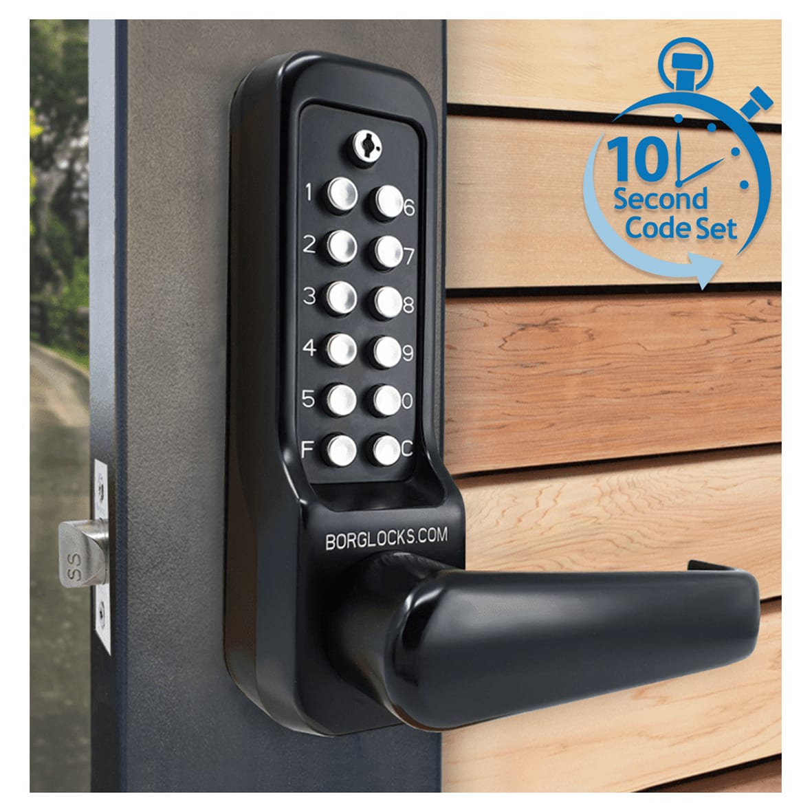 Borg BL7001 Easicode Pro External Marine Grade Heavy Duty Push Button Code Lock and Latch - Black - view 4