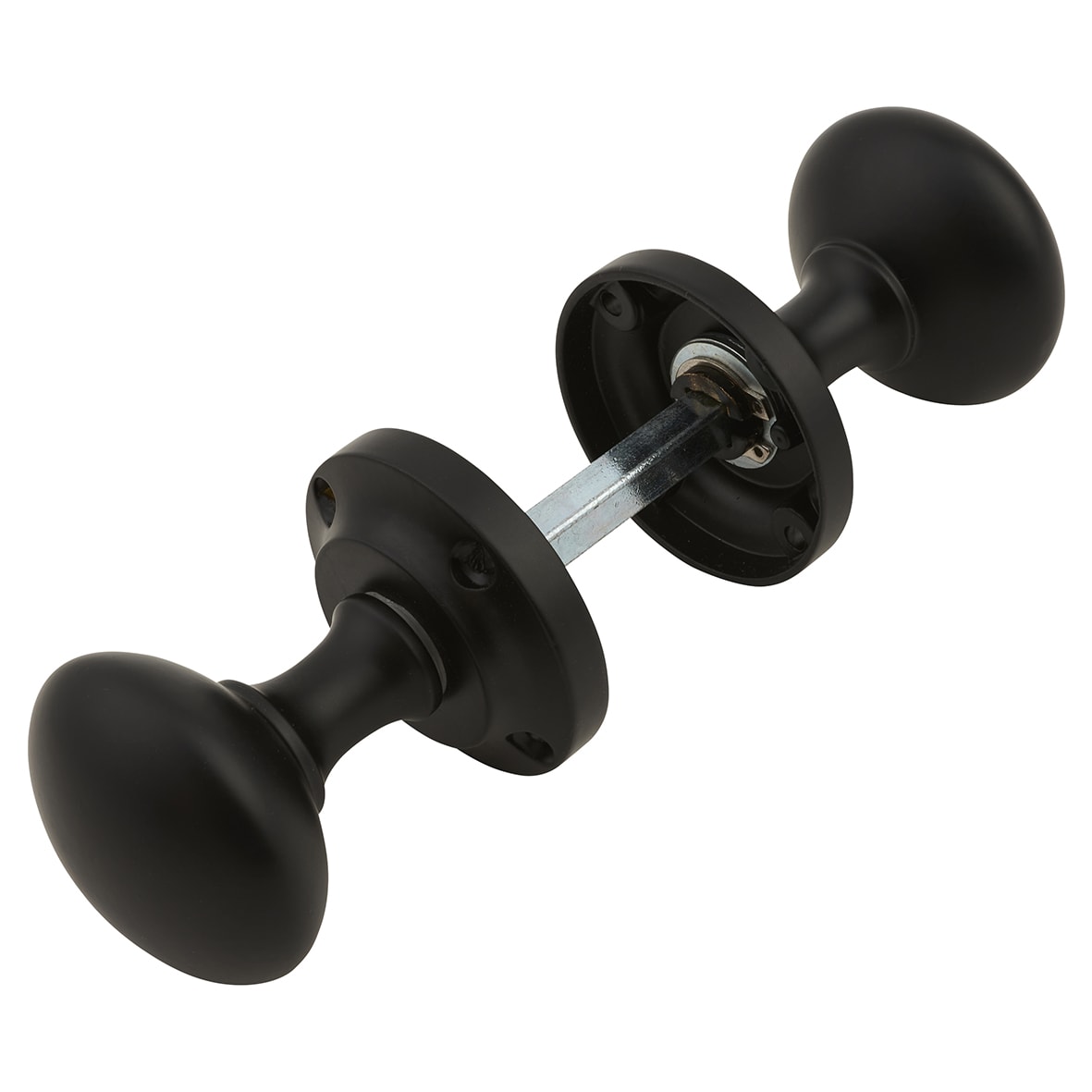 Matt Black Victorian Mortice Door Knob - 57mm Rose Diameter - view 3