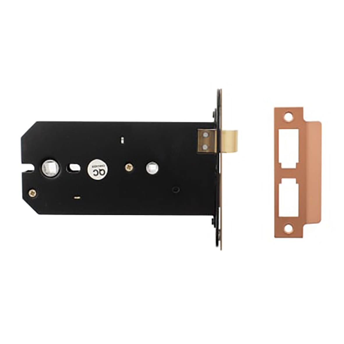 Bolt Through Horizontal Bathroom Lock - 149mm Case - 127mm Backset - Matt Black - view 2