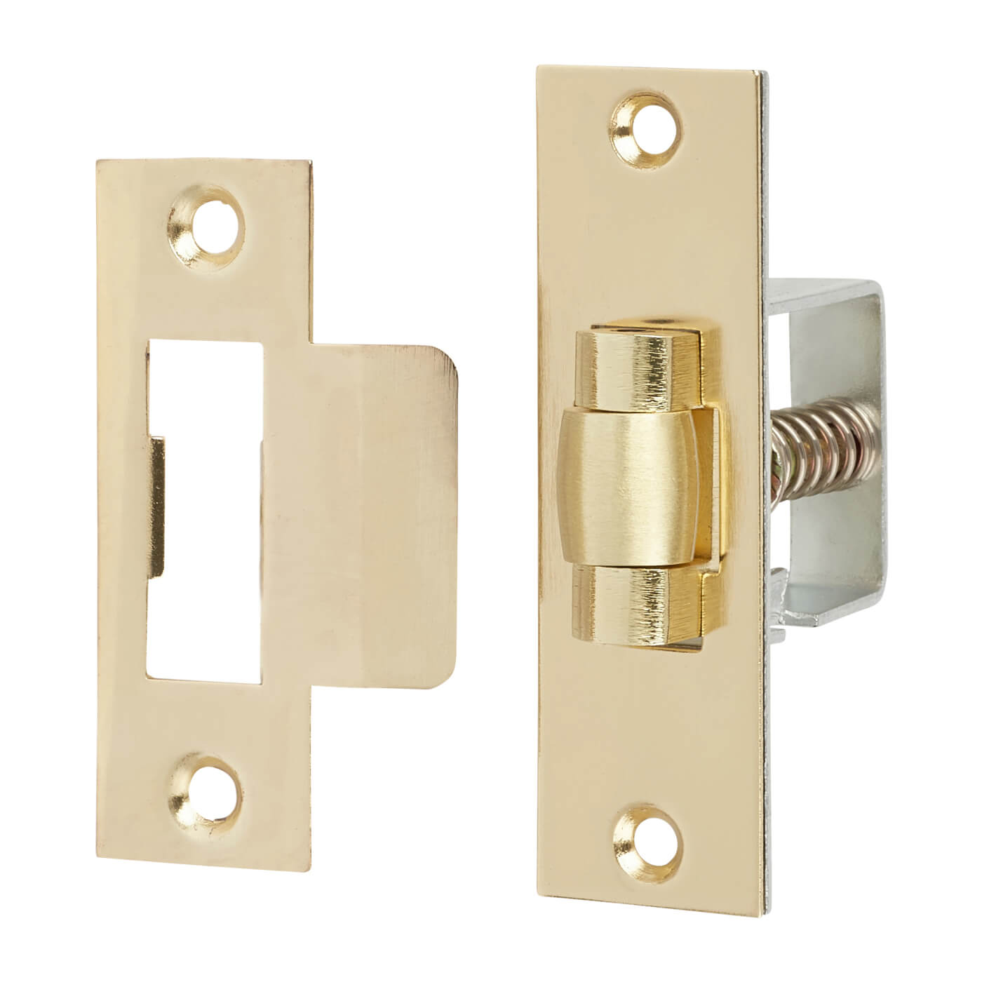 Heavy Duty Adjustable Roller Catch - 22 x 76mm Faceplate - Polished Brass - view 2