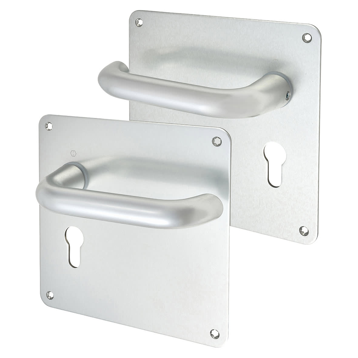 Satin Aluminium 20mm Return to Door Euro Lock Door Handles - 160 x 160mm - view 2