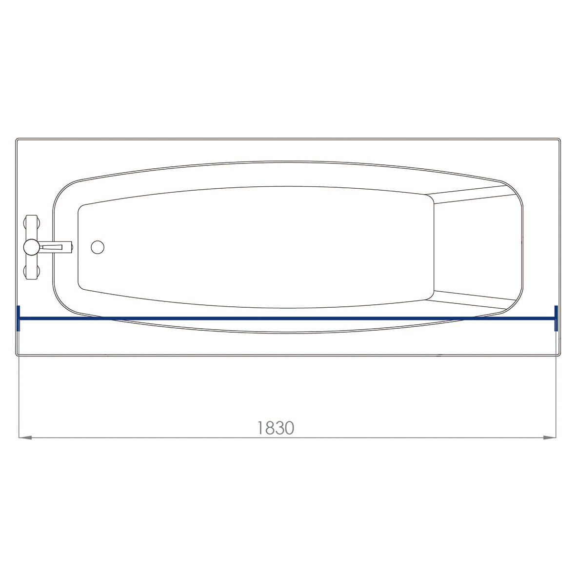 Shower Rail - Straight - Professional Profile - 800-1830mm Length - White - view 6