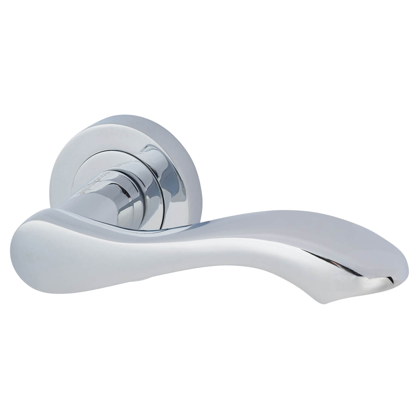 Polished Chrome Scroll Bathroom Lock Door Handles on Rose Pack - Scarlett Range - view 3