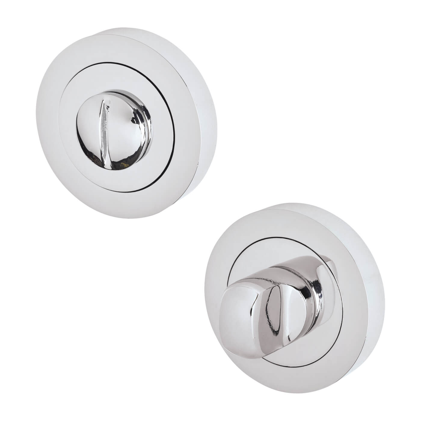 Polished Chrome Scroll Bathroom Lock Door Handles on Rose Pack - Scarlett Range - view 4