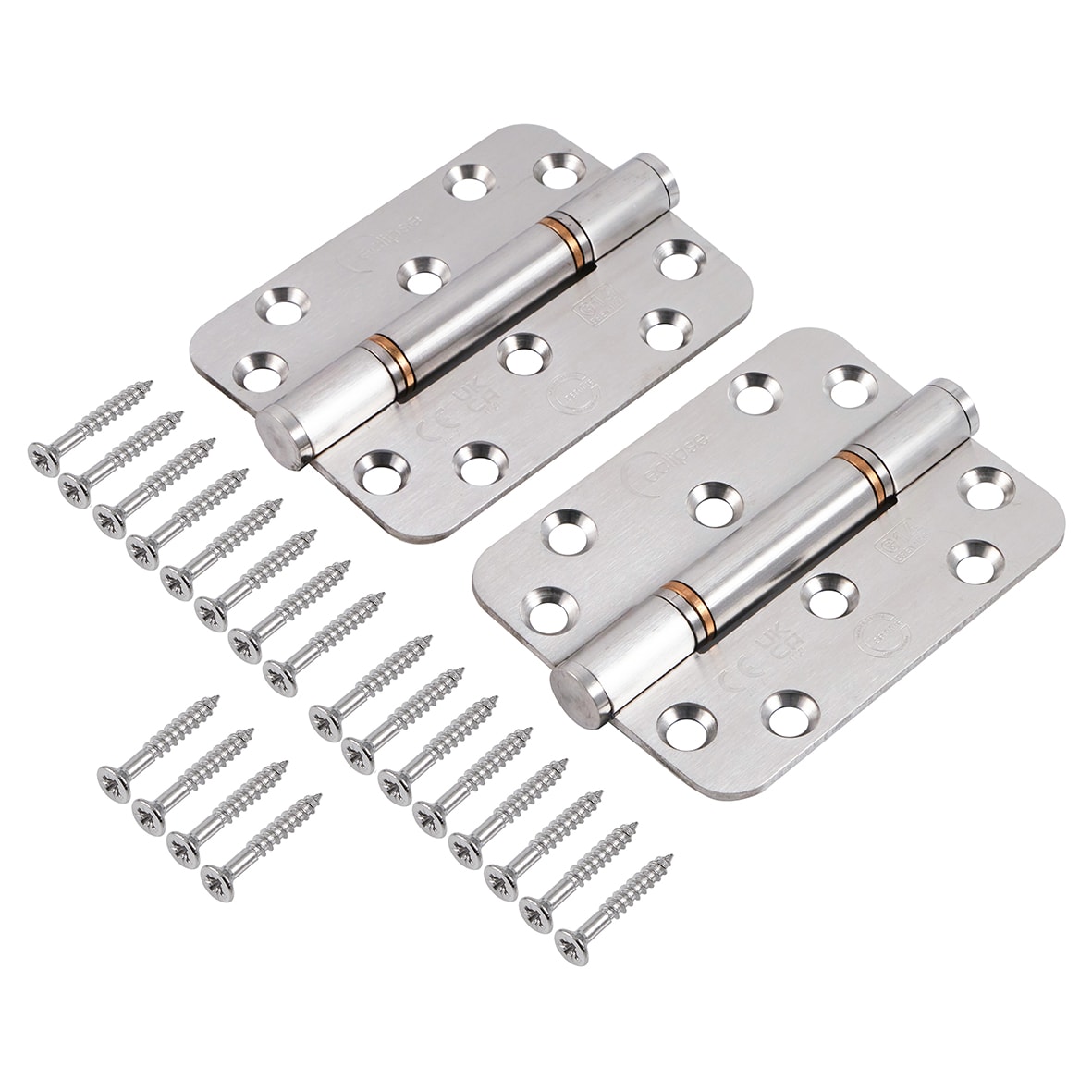 Radius Thrust Bearing Grade 14 Butt Fire Door Hinge - 102 x 76 x 3mm - Sat Stainless - Pair - view 2