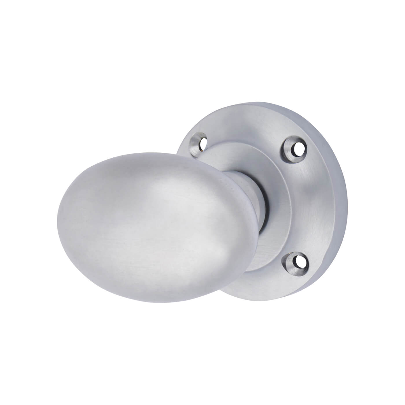 Satin Chrome Oval Mortice Door Knob - 57mm Rose Diameter - view 2