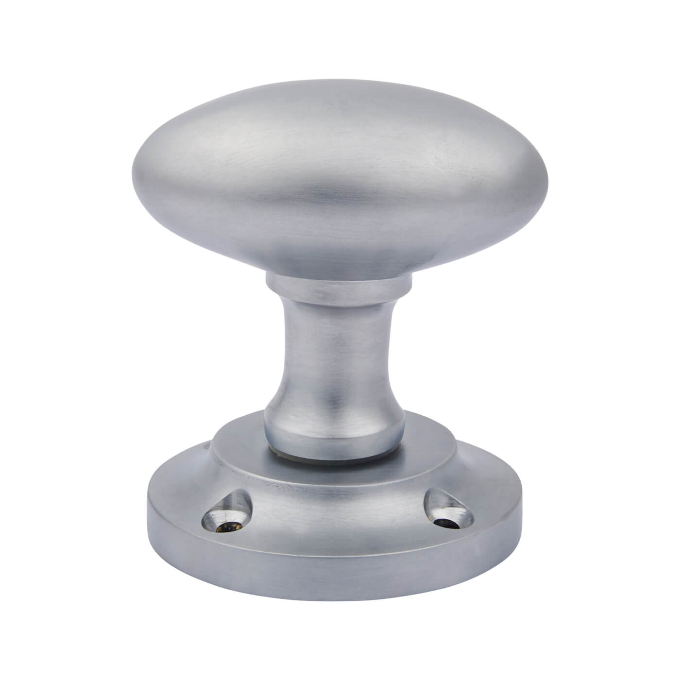 Satin Chrome Oval Mortice Door Knob - 57mm Rose Diameter - view 3