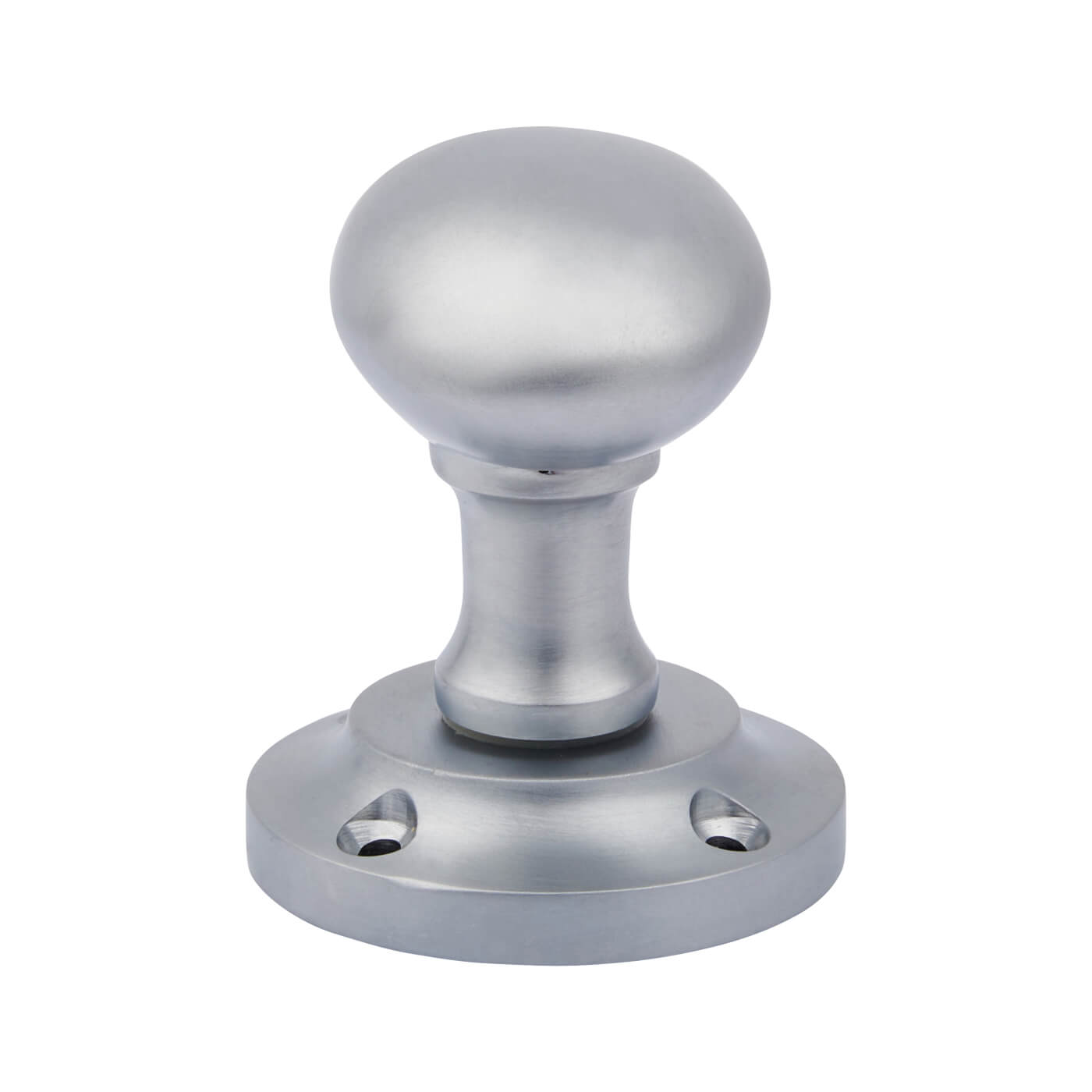 Satin Chrome Oval Mortice Door Knob - 57mm Rose Diameter - view 4