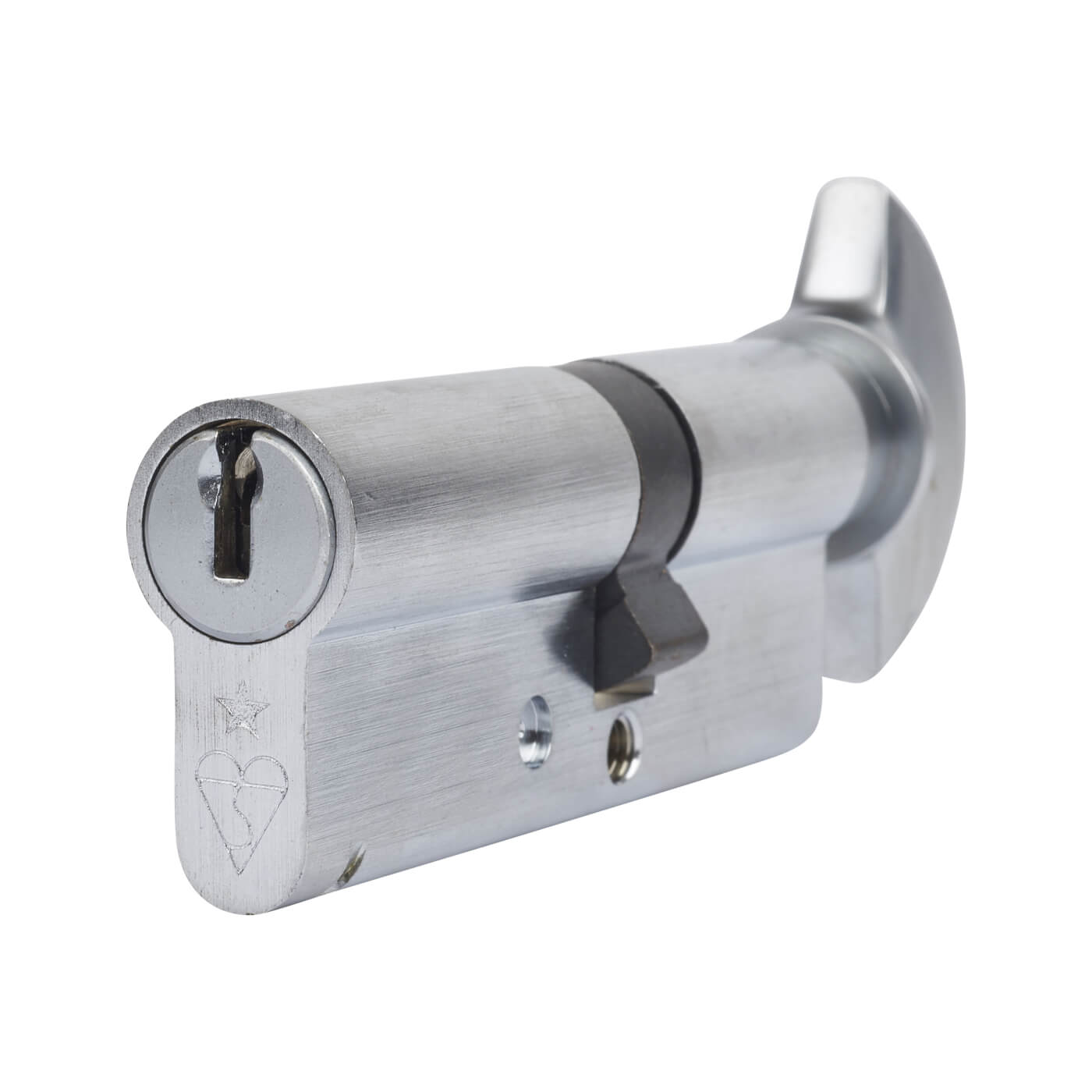 1 Star 6 Pin Kitemarked 80mm Euro Thumbturn Cylinder - 35mm Turn + 45mm - Satin Chrome - view 2