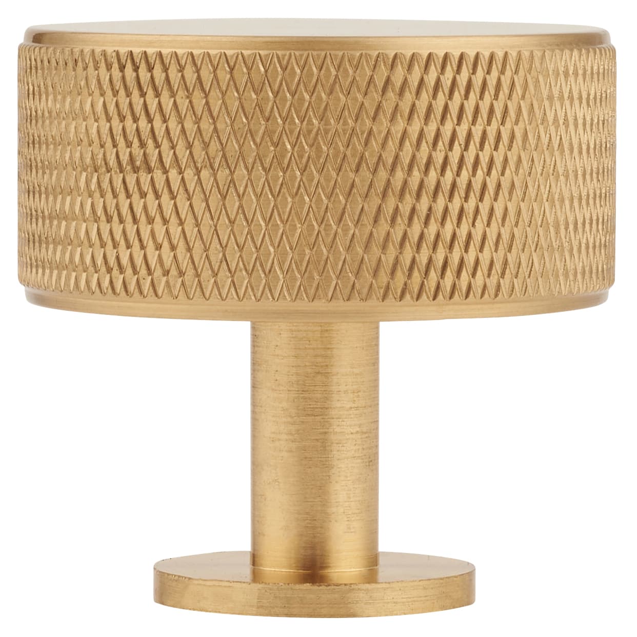 Knurled Radio Round Cabinet Knob - 35mm Diameter - Satin Brass - view 2