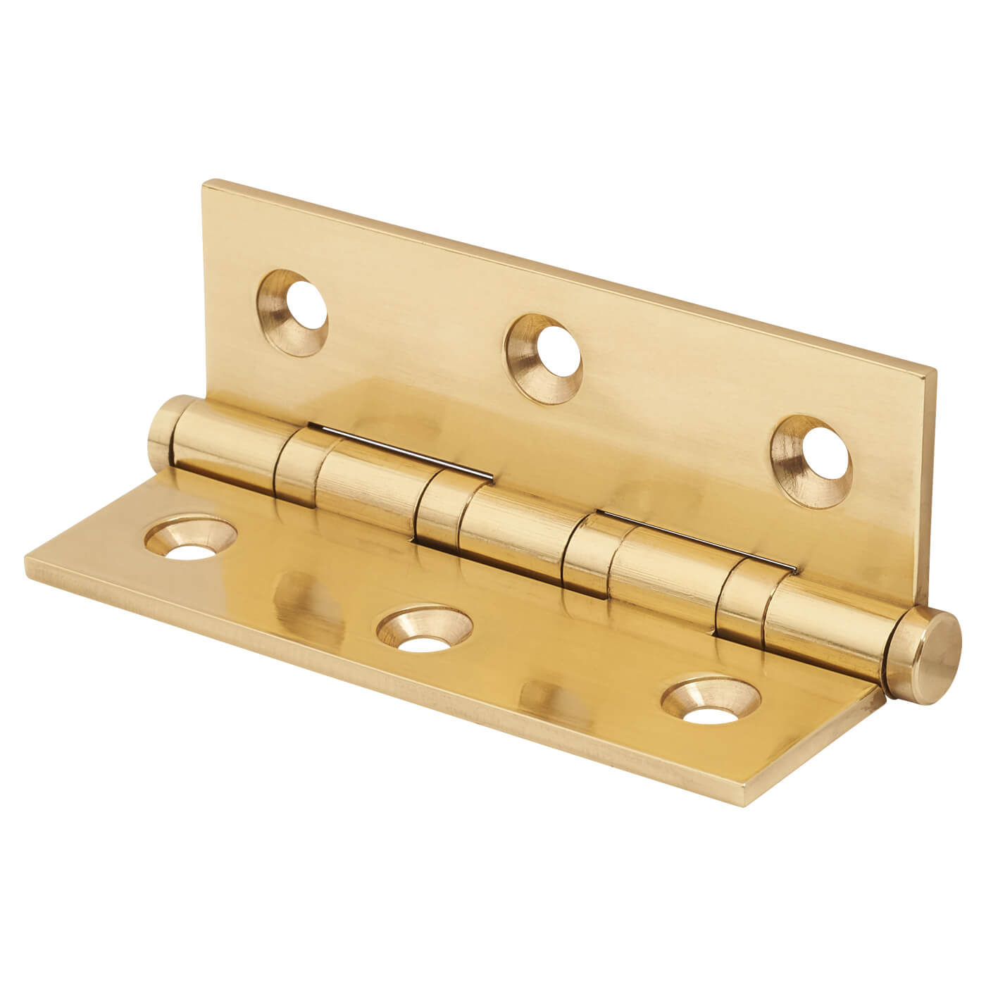 Performance Washered Butt Door Hinge - 75 x 50 x 2.5mm - Polished Brass - Pair - view 3