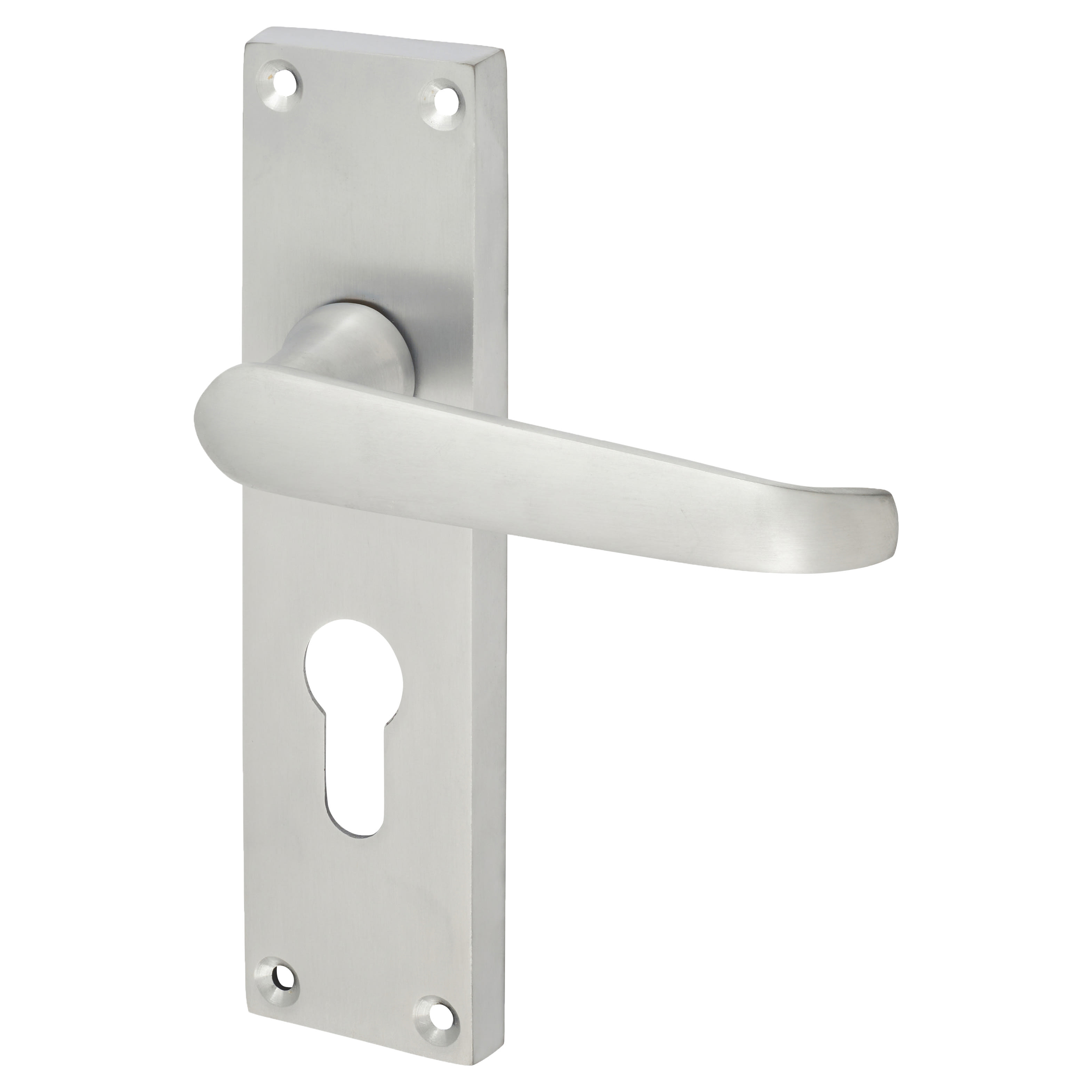 Satin Chrome Victorian Straight Euro Lock Door Handles - 155 x 42mm - view 2