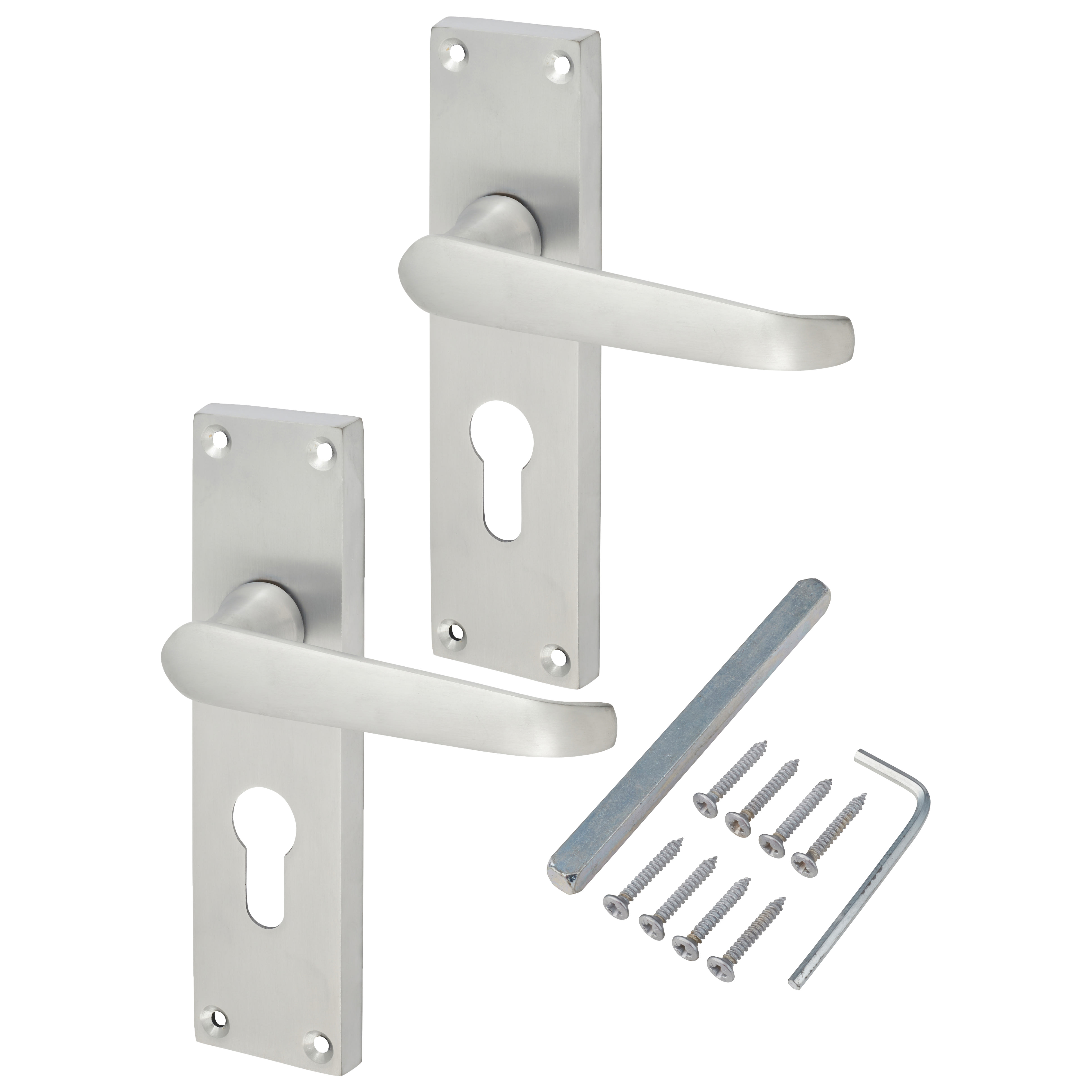 Satin Chrome Victorian Straight Euro Lock Door Handles - 155 x 42mm - view 3