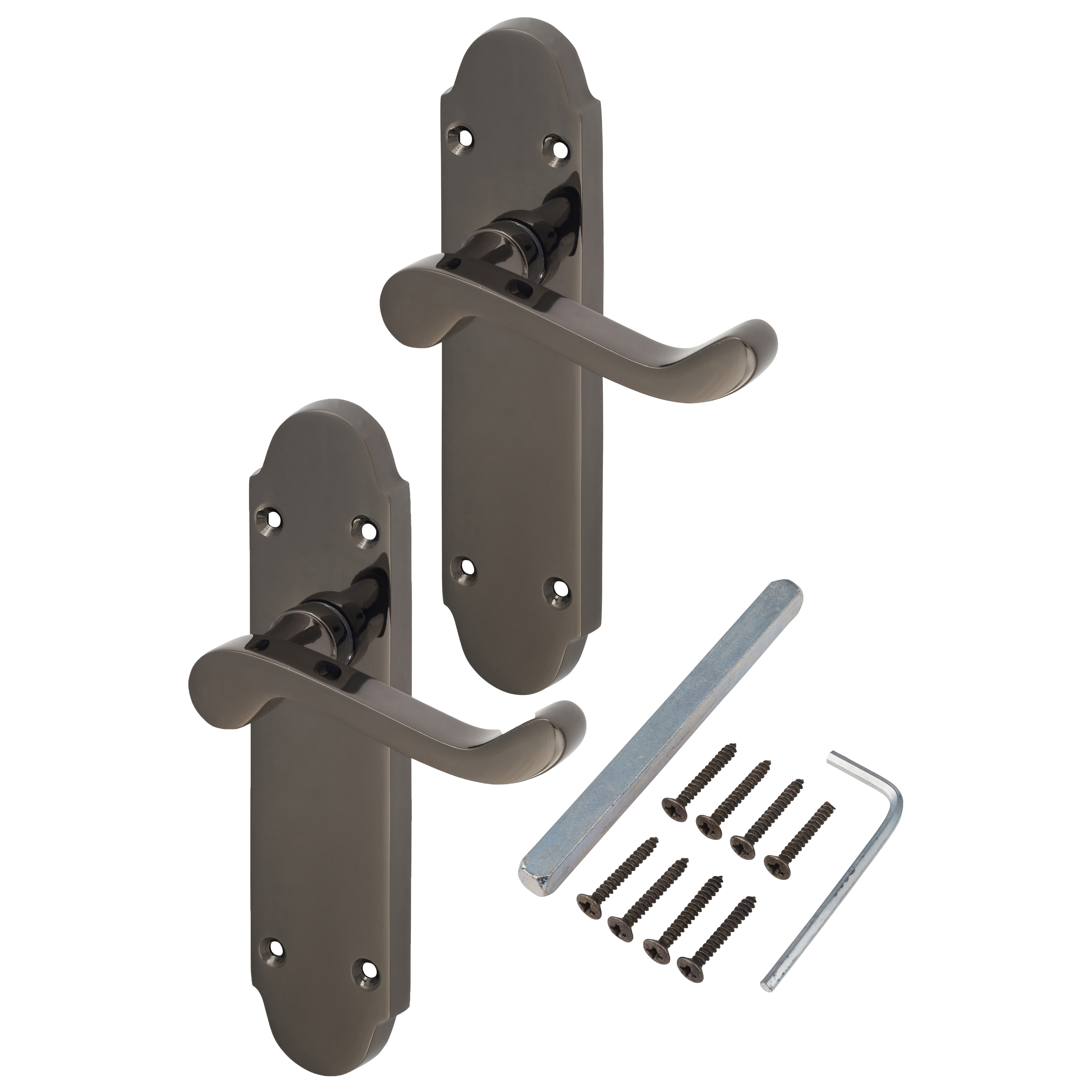 Black Nickel Victorian Summer Scroll Latch Door Handles - 168 x 40mm - view 3