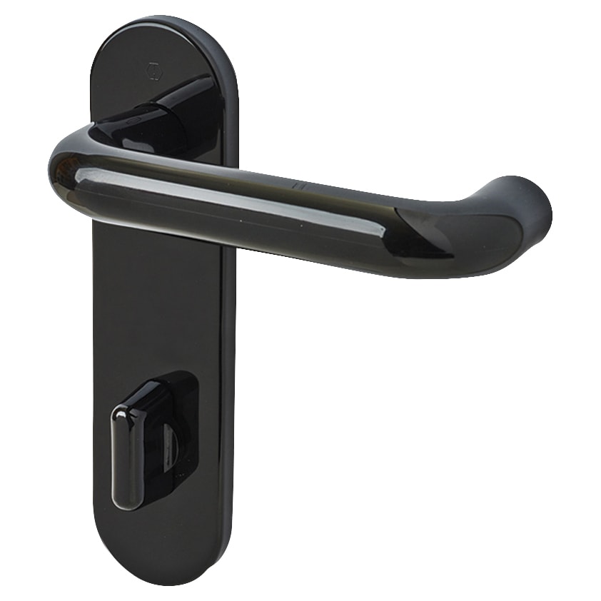 Ebony Black Nylon Steel Core Safety Bathroom Door Handles - 78mm c/c - Paris Range - view 2