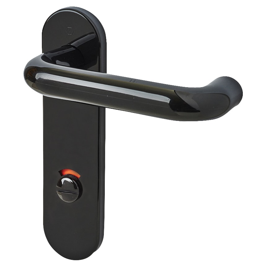 Ebony Black Nylon Steel Core Safety Bathroom Door Handles - 78mm c/c - Paris Range - view 3
