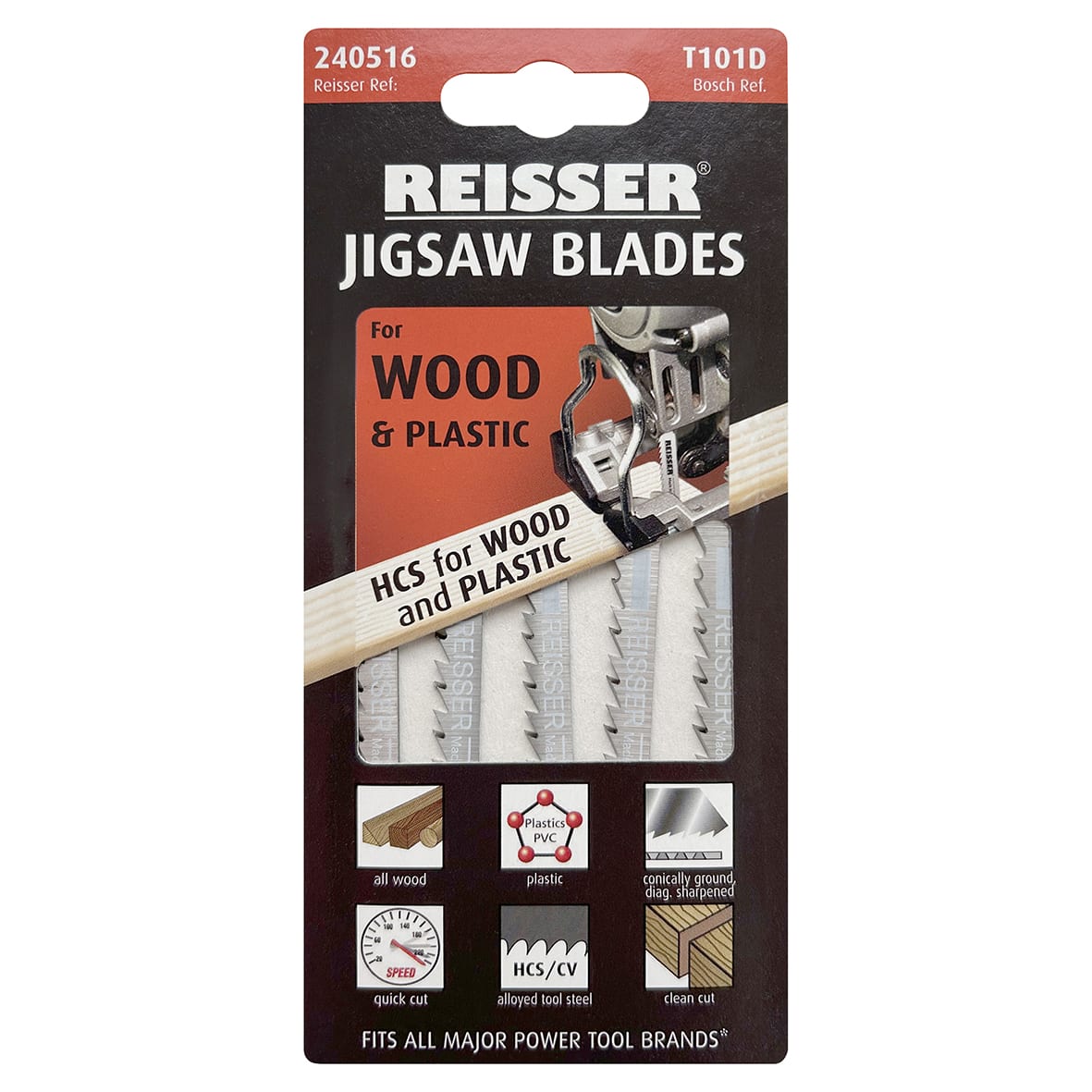 T101D Jigsaw Blade for Wood & Plastic - 100 x 7.8 x 1.45mm - 6.35 TPI - Pack of 5 - view 2