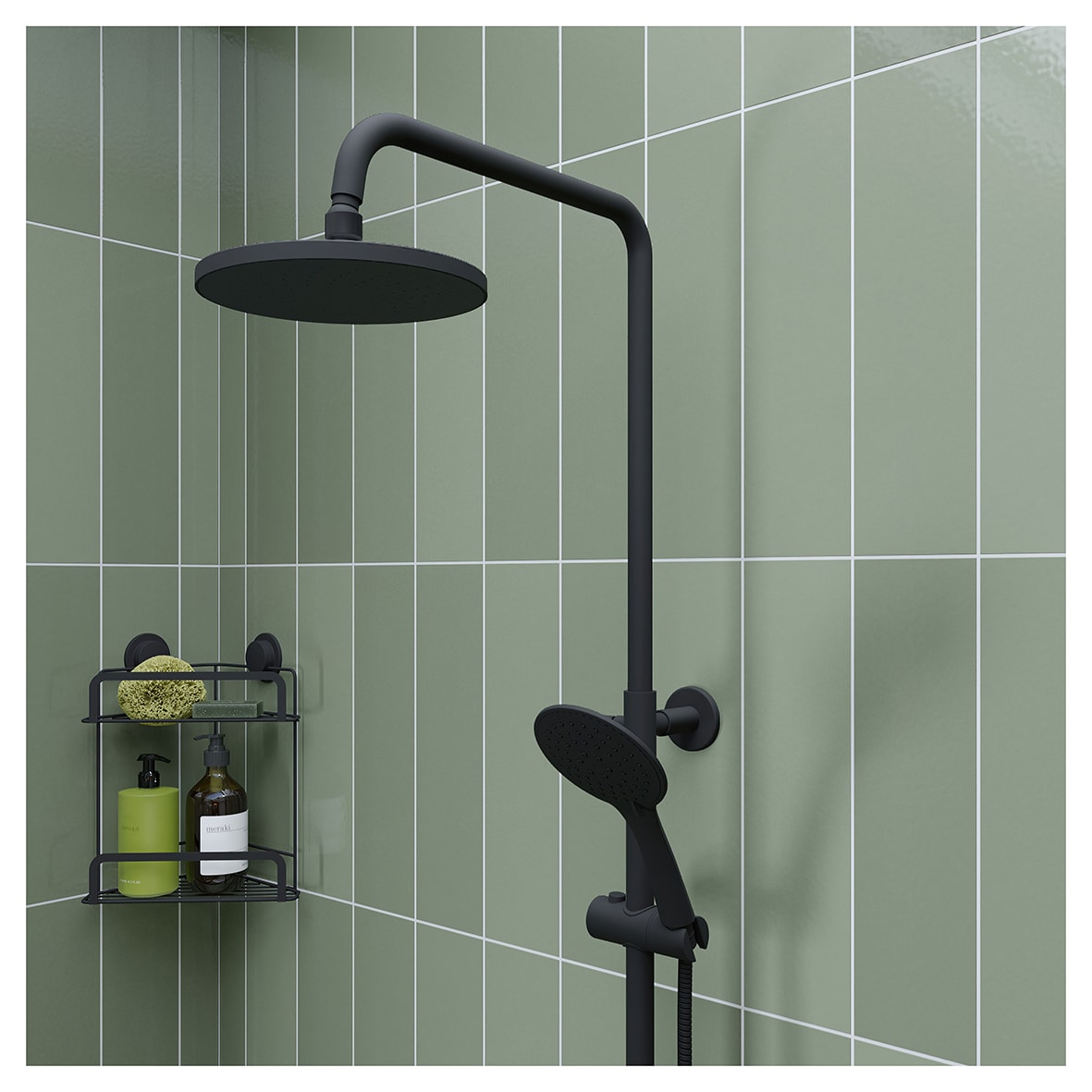 Presion Single Spray Shower Head - Matt Black - view 3