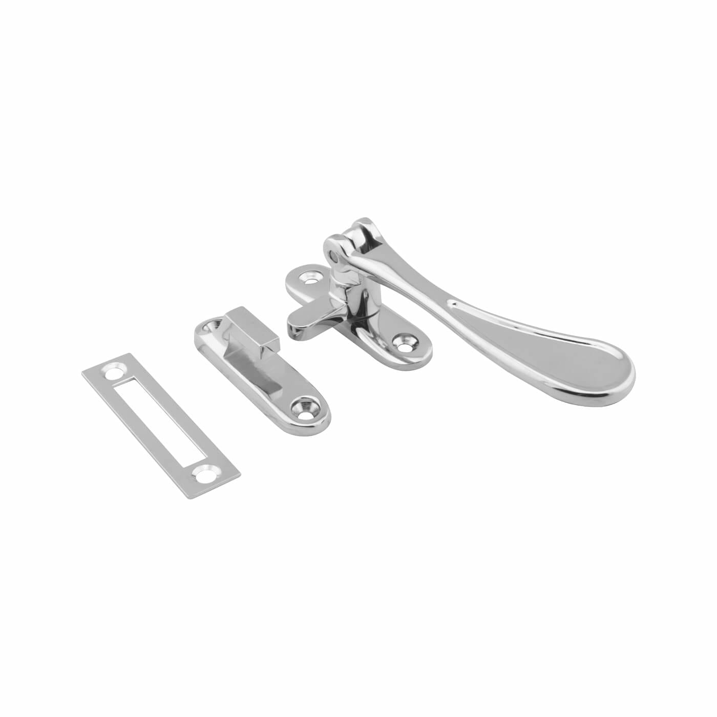 Victorian Mortice & Hook Plate Casement Window Fastener - Reversible - Polished Chrome - view 2