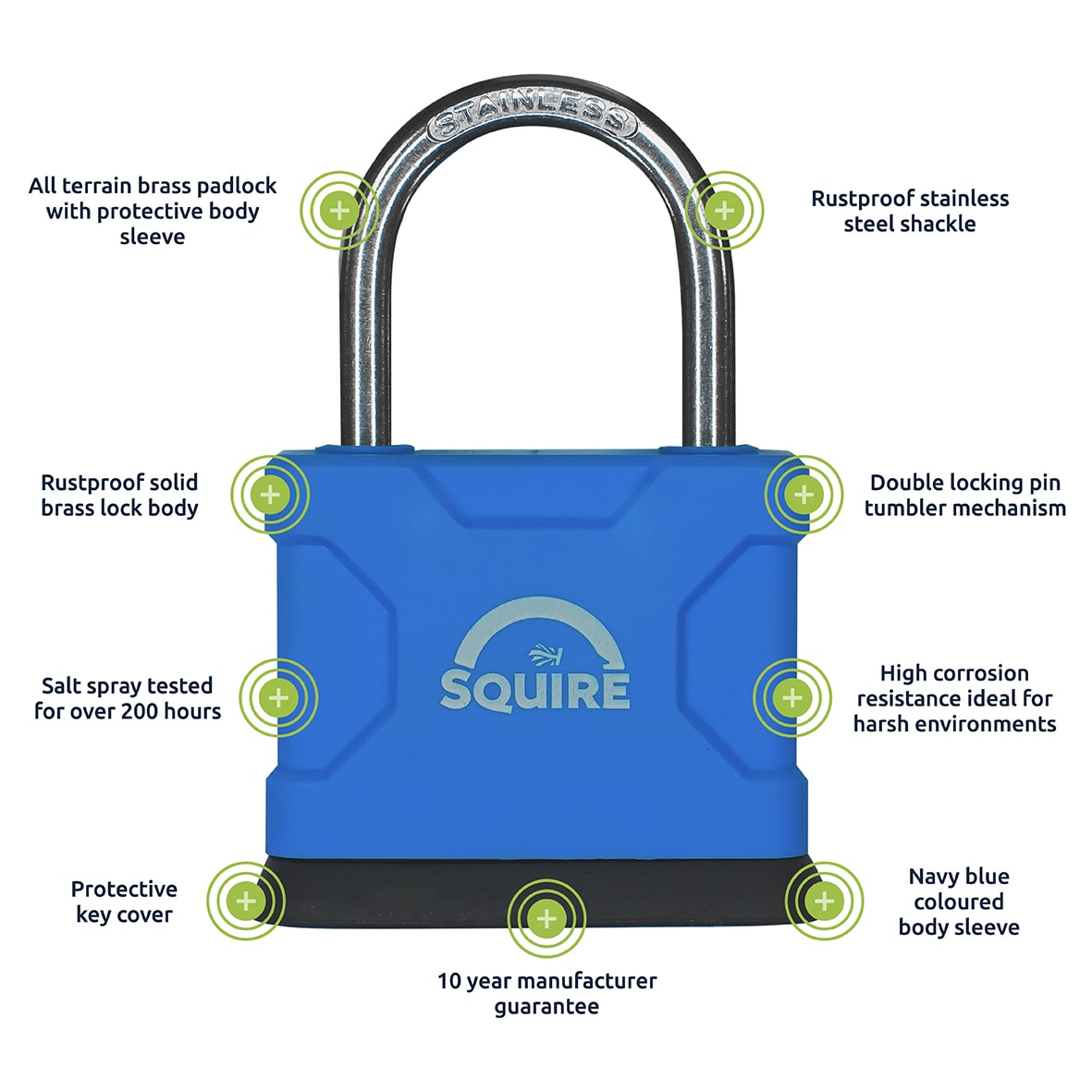 ATL52SM Marine Grade All Weather Padlock - 50mm Body - 29 x 28mm Shackle - Keyed Alike - Blue - view 5