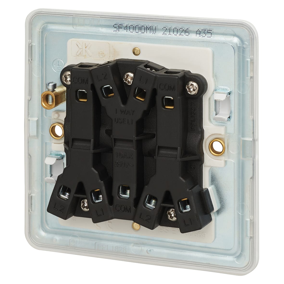 10AX 3 Gang Screwless Flat Plate Light Switch - Matt White - view 2