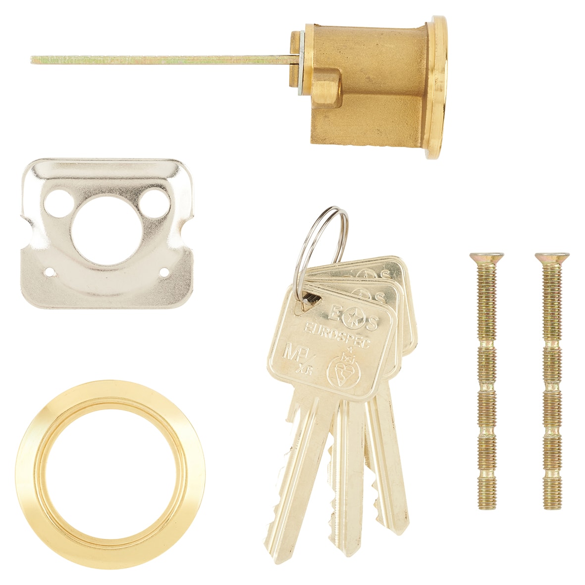 1 Star 6 Pin Replacement Rim Cylinder - Polished Brass - Keyed to Differ - view 2