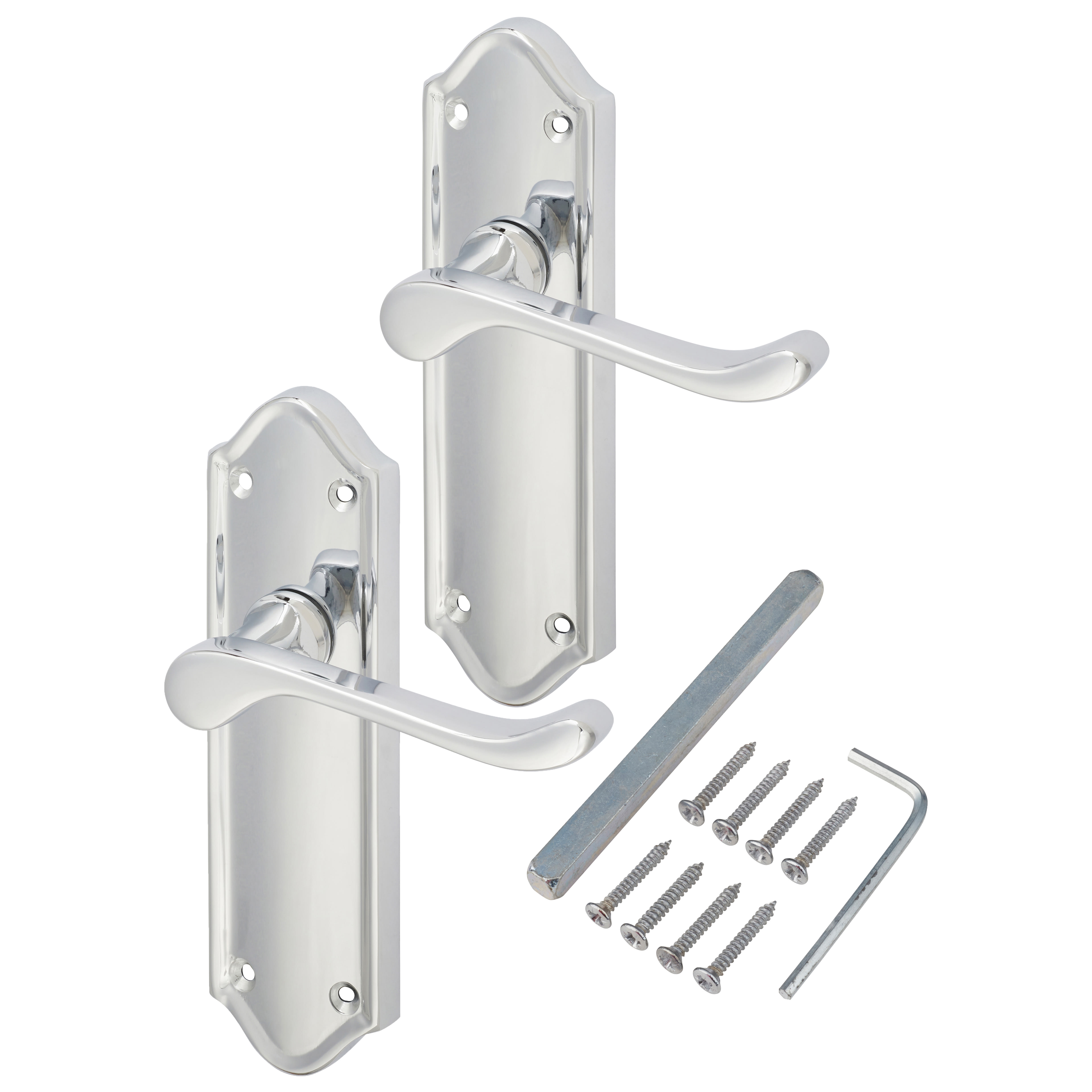 Polished Chrome Scroll Latch Door Handles - Ashmead Range - 168 x 46mm - view 3
