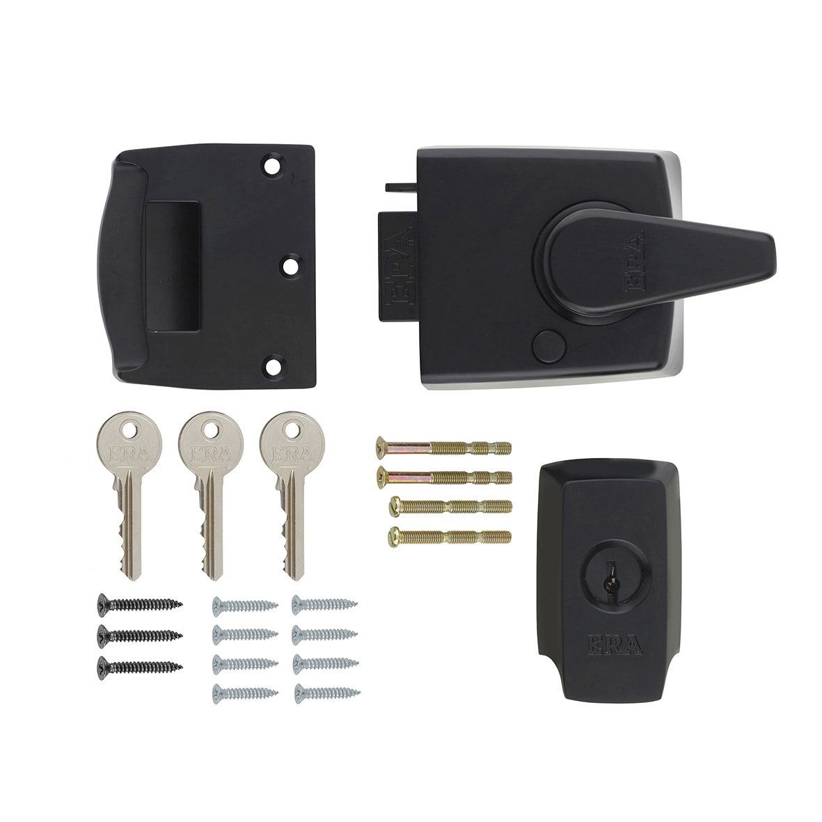 BS 3621:2007 Keyless Egress Nightlatch - 60mm Backset - Matt Black Case/ Cylinder - view 2