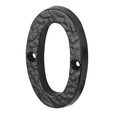 76mm Screw Fix Door Numeral - 0 - Antique Black Iron - view 2