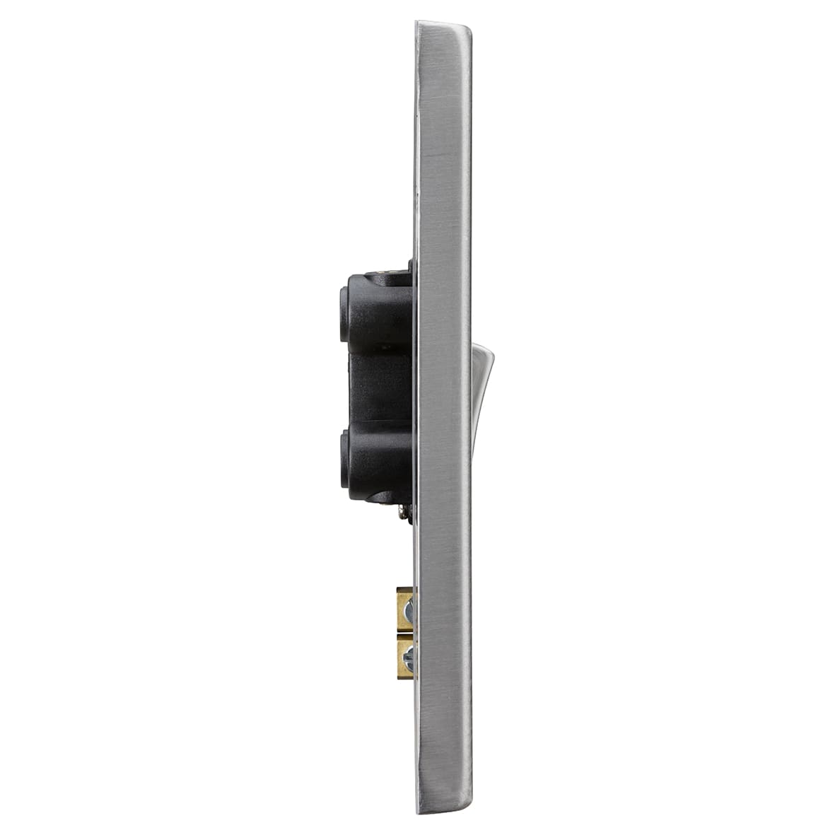 45A 2 Gang Square Edge Double Pole Cooker Switch with Neon - Brushed Chrome - view 2
