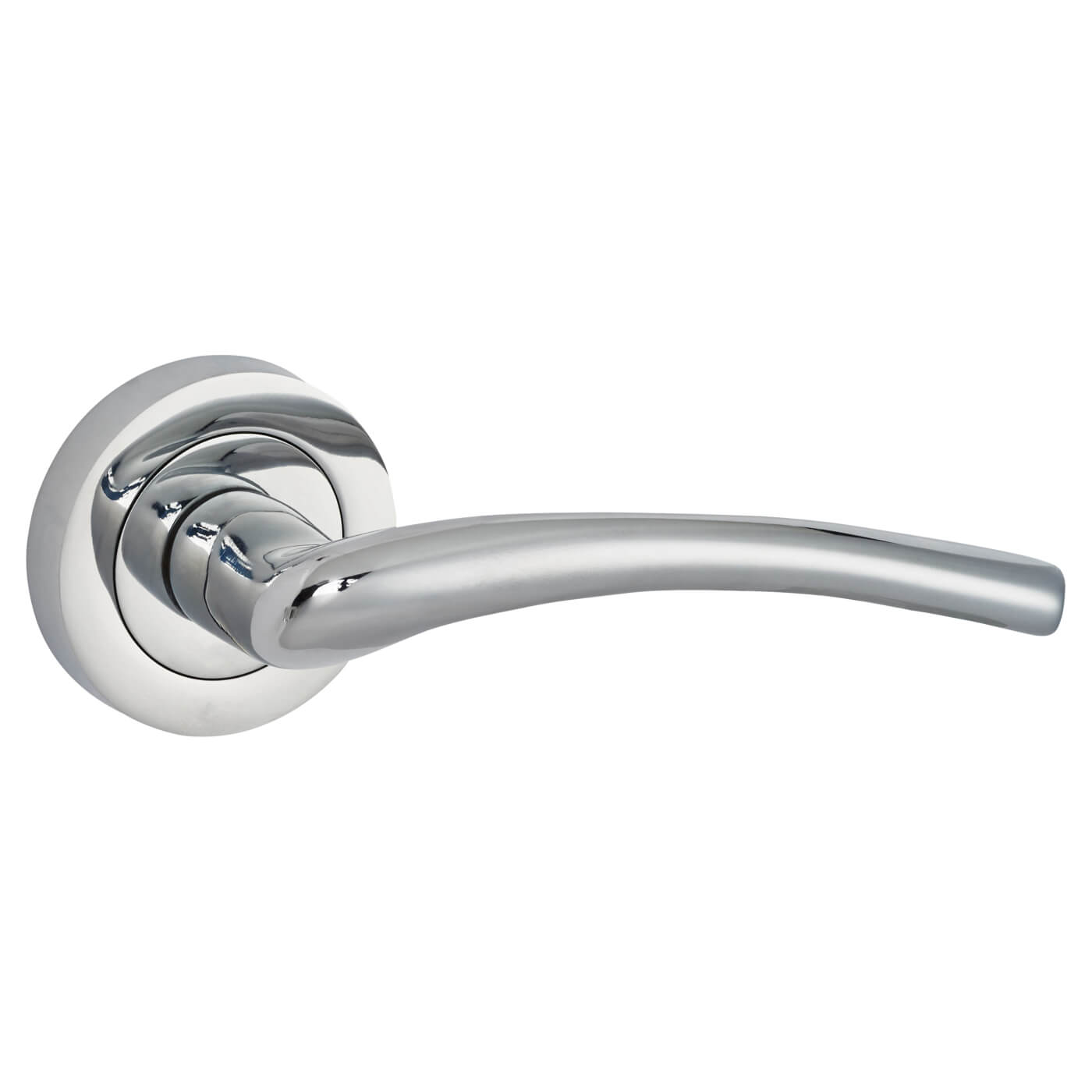 Polished Chrome Door Handles on Round Rose - Rimini Range - view 3