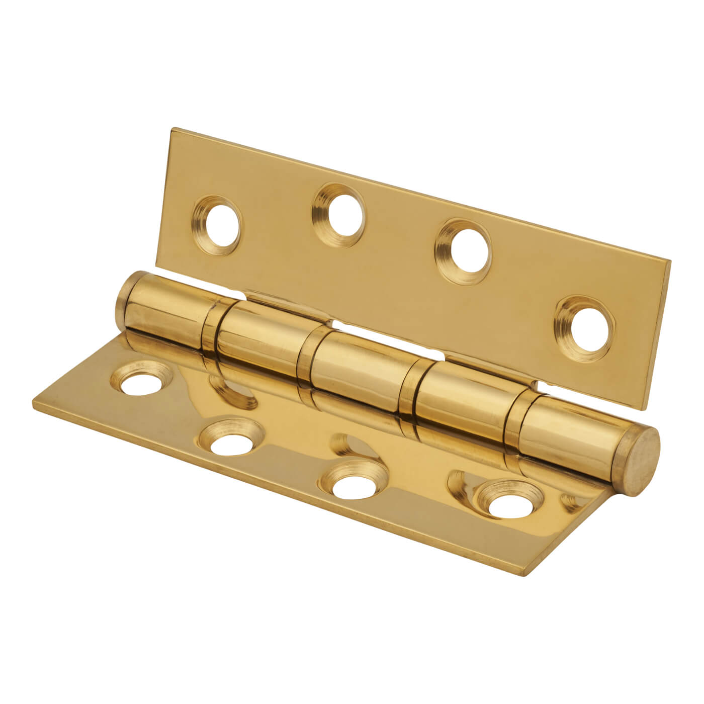 Stainless Steel Washered Butt Door Hinge - 100 x 66 x 2.5mm - Polished Brass - Pair - view 3