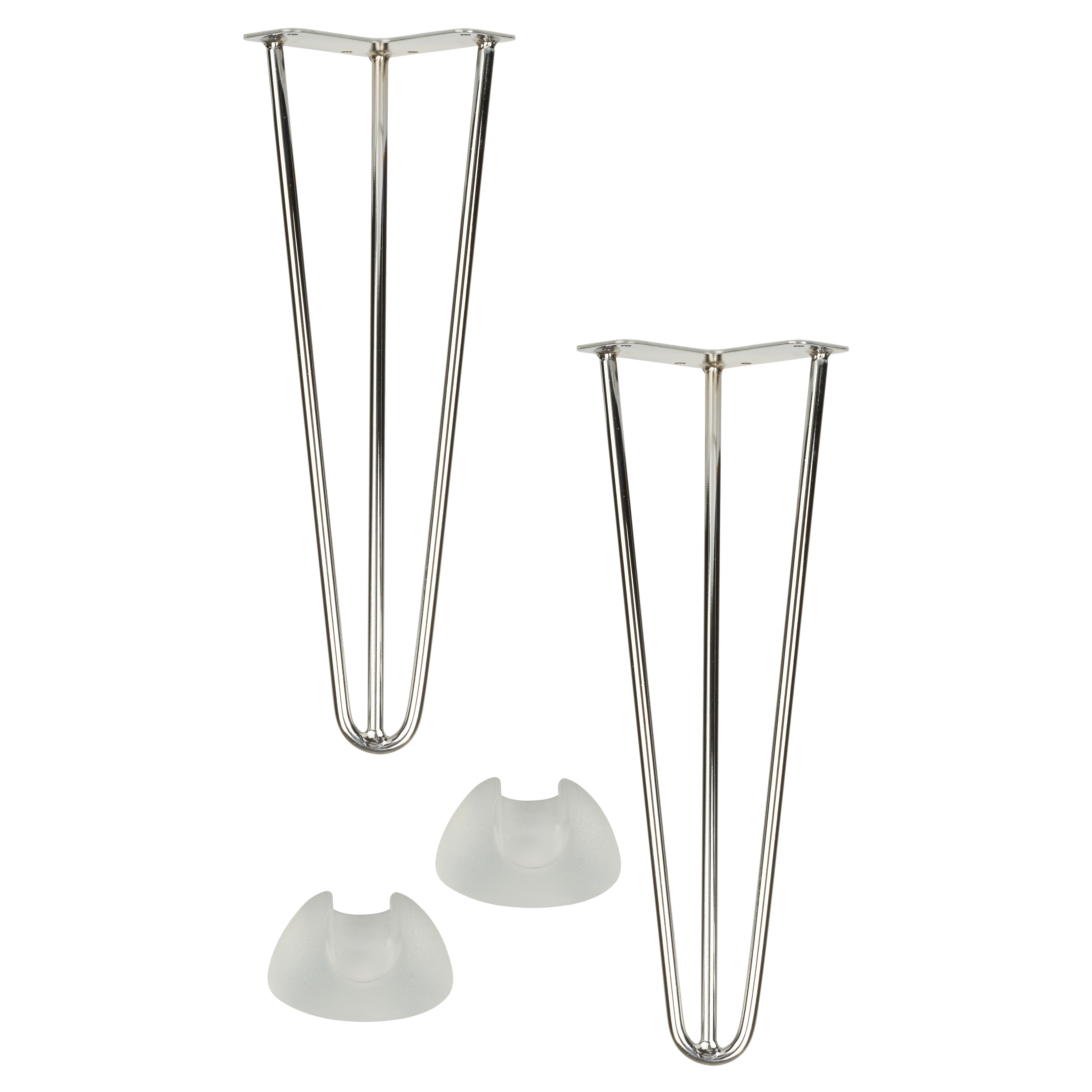 Hairpin Leg - 3 Pin - 400mm Height - Chrome - Pair - view 3