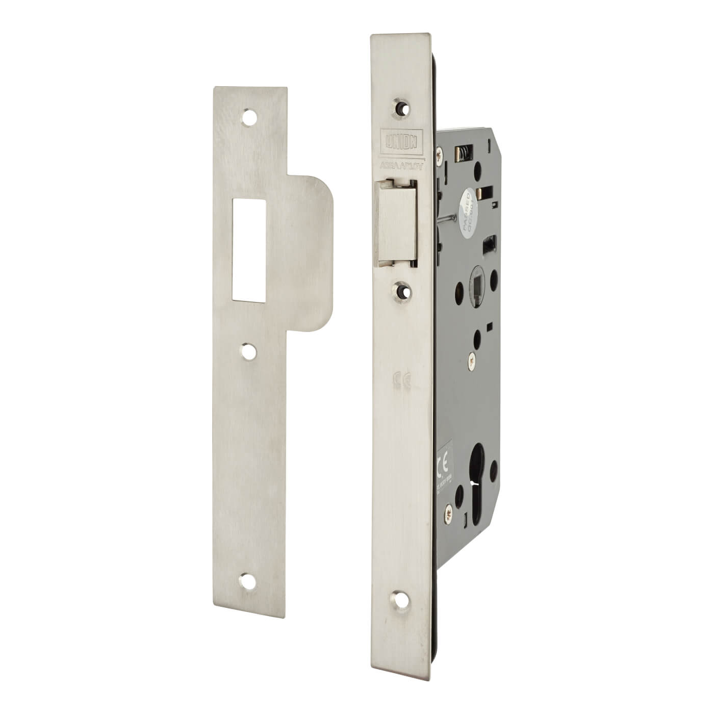 J2C2 Equality Act DIN Nightlatch Case - 83mm Case - 55mm Backset - Satin Stainless Steel - view 2