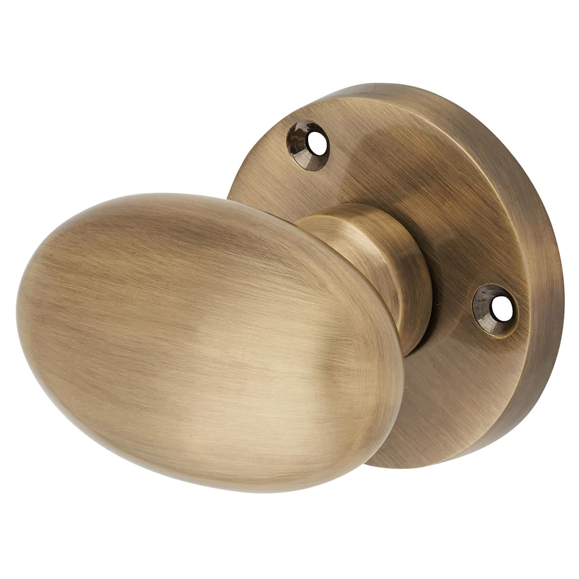 Antique Brass Victorian Mortice Oval Door Knobs Pack - 61mm Rose Diameter - view 2