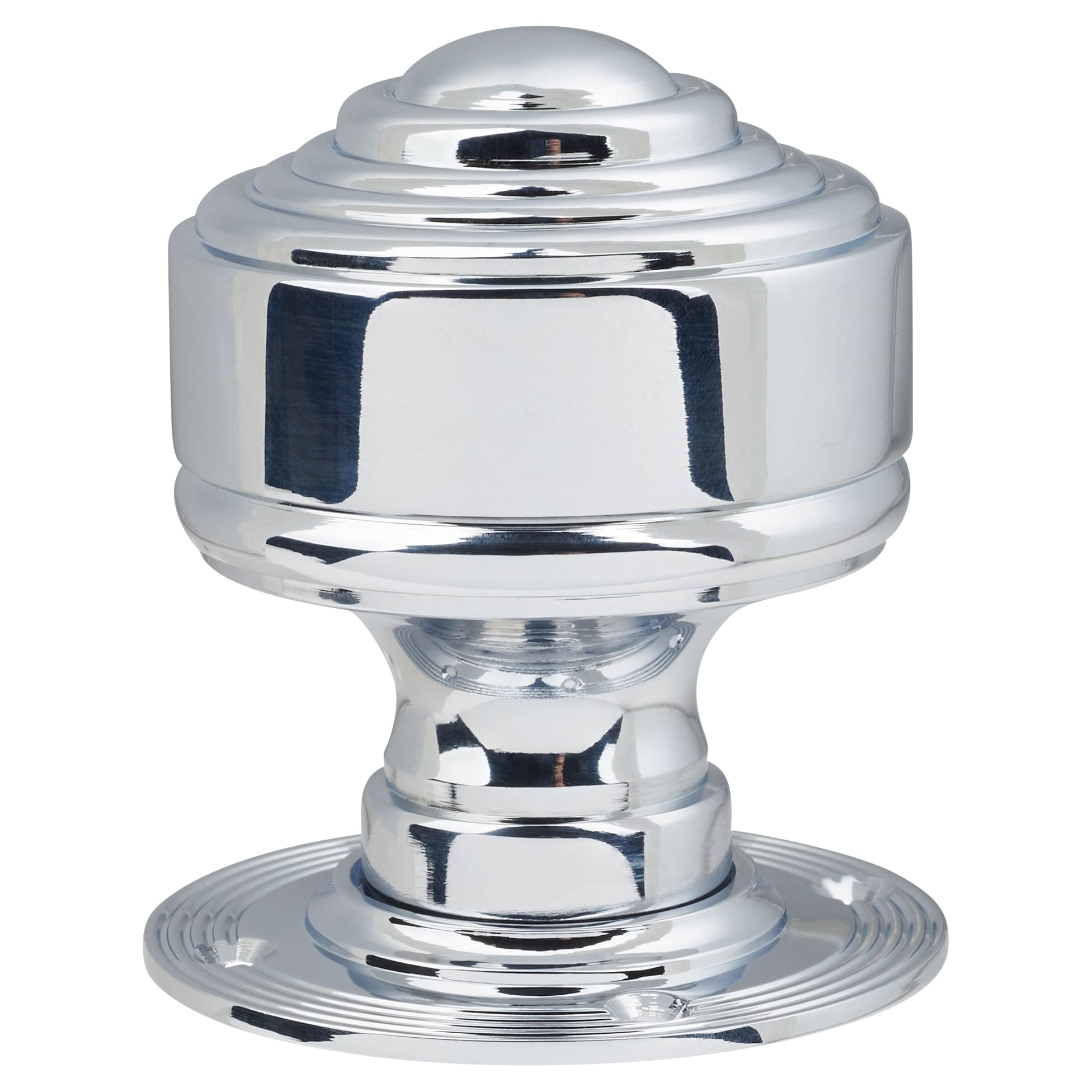 Polished Chrome Edwardian Stepped Mortice/Rim Door Knob - 60mm Rose Diameter - view 2