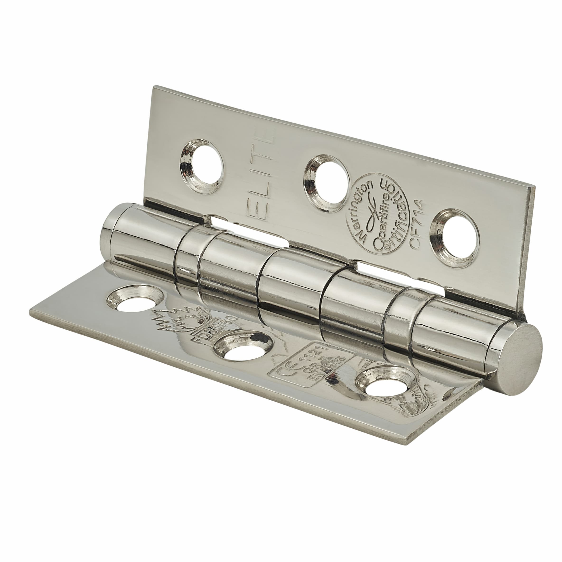 Twin Ball Bearing Grade 7 Butt Fire Door Hinge - 76 x 51 x 2mm - Polished Stainless Steel - Pair - view 3