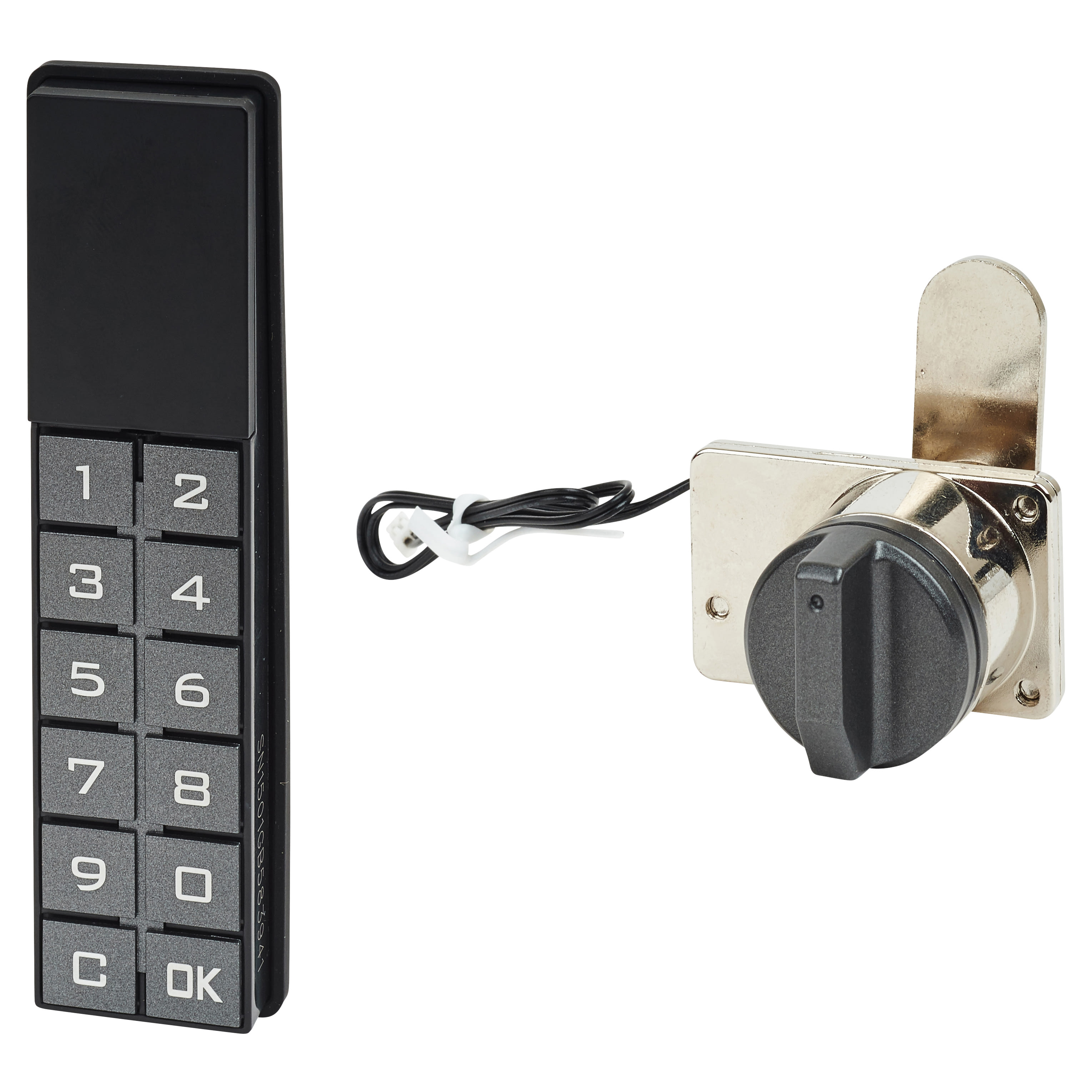 Digital Code Operated Cabinet Drawer Cam Lever Lock - Vertical Keypad - Black - view 2