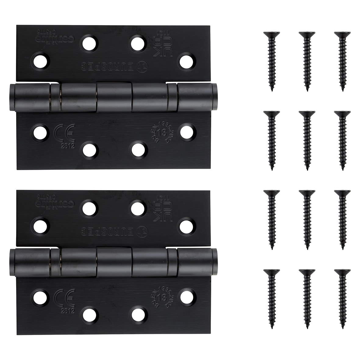 Twin Ball Bearing Grade 13 Butt Fire Door Hinge - 102 x 76 x 3mm - Black Powder Coated - Pair - view 2