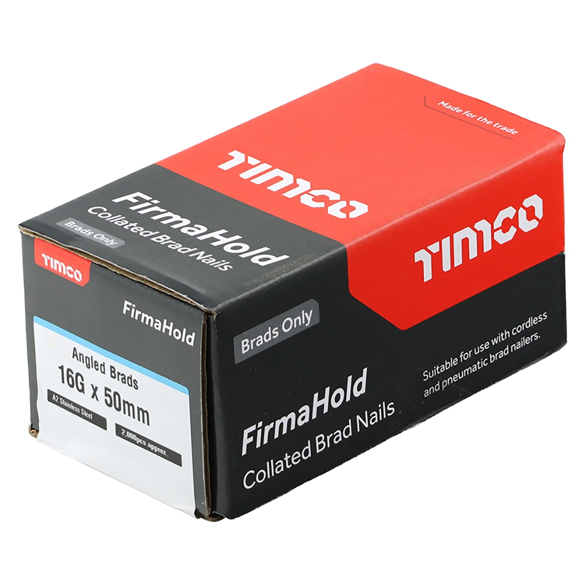 FirmaHold Second Fix Brad Nail - 20° Angled - 16 Gauge x 50mm - Stainless Steel - Pack of 2000 - view 2