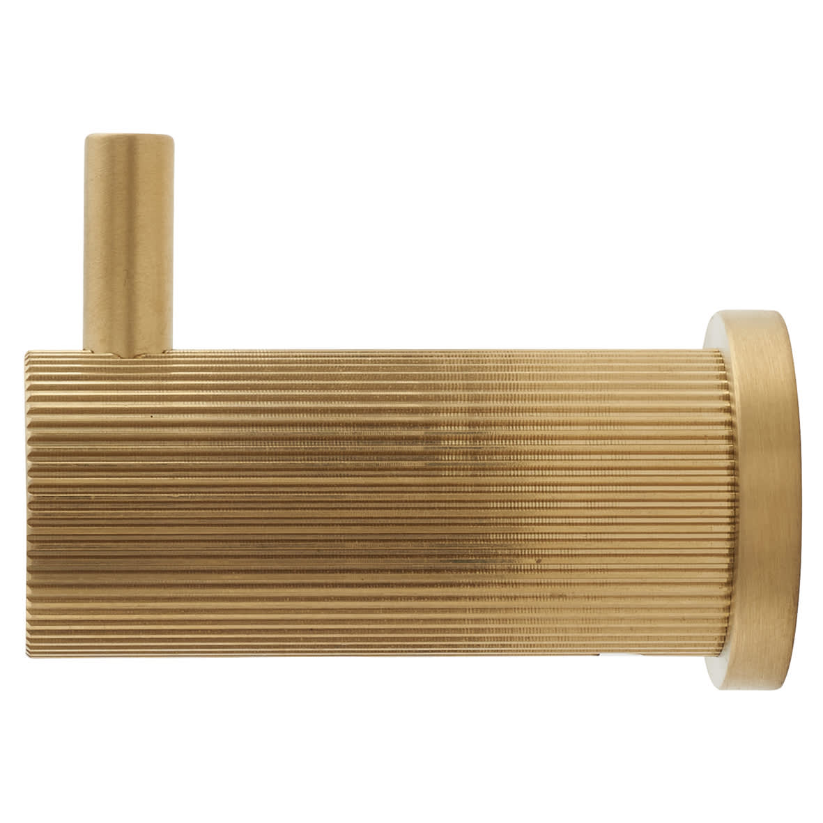Brunel Diamond Reeded Single Coat Hook - 48 x 25mm - PVD Satin Brass - view 2