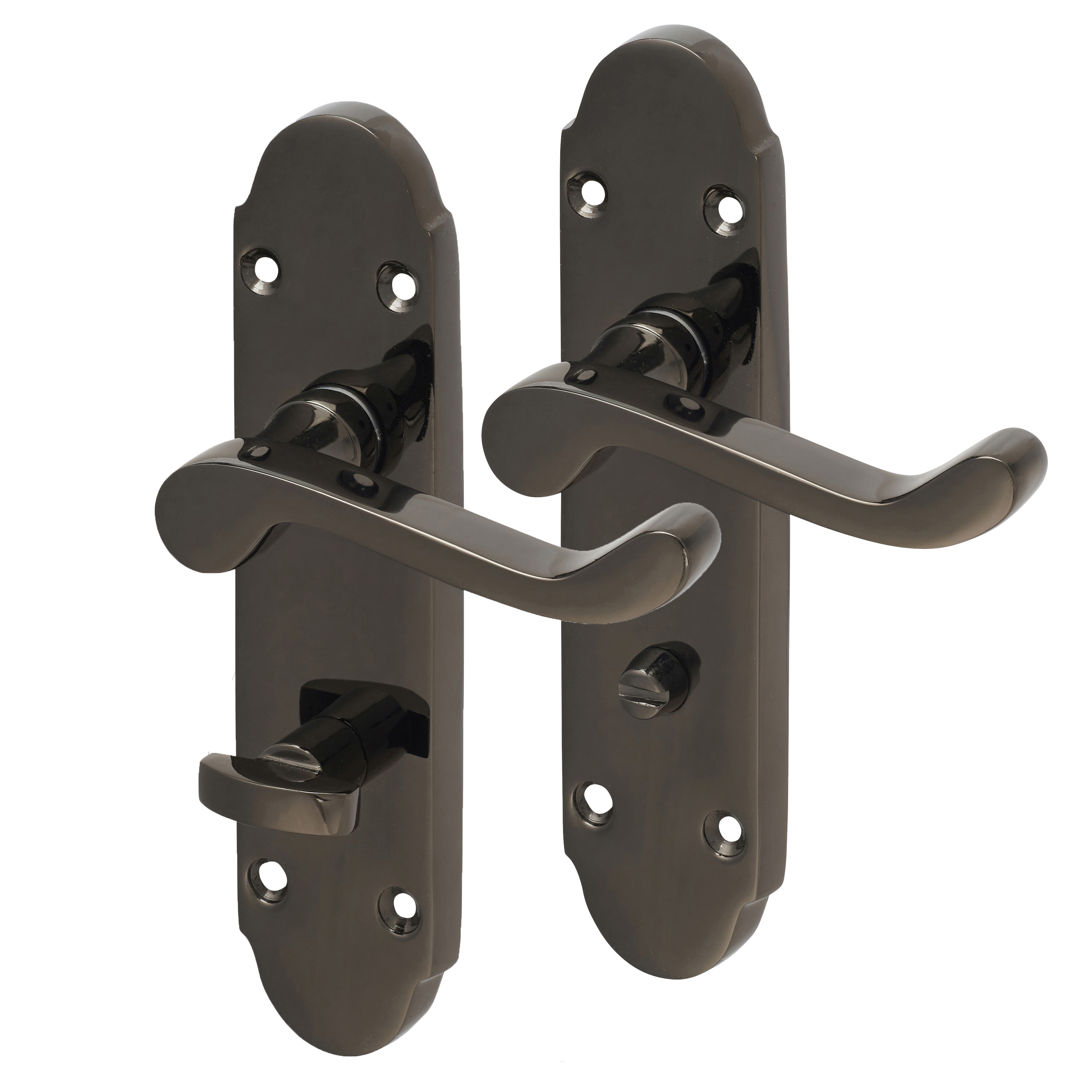 Black Nickel Victorian Summer Scroll Bathroom Door Handles - 168 x 40mm - view 2