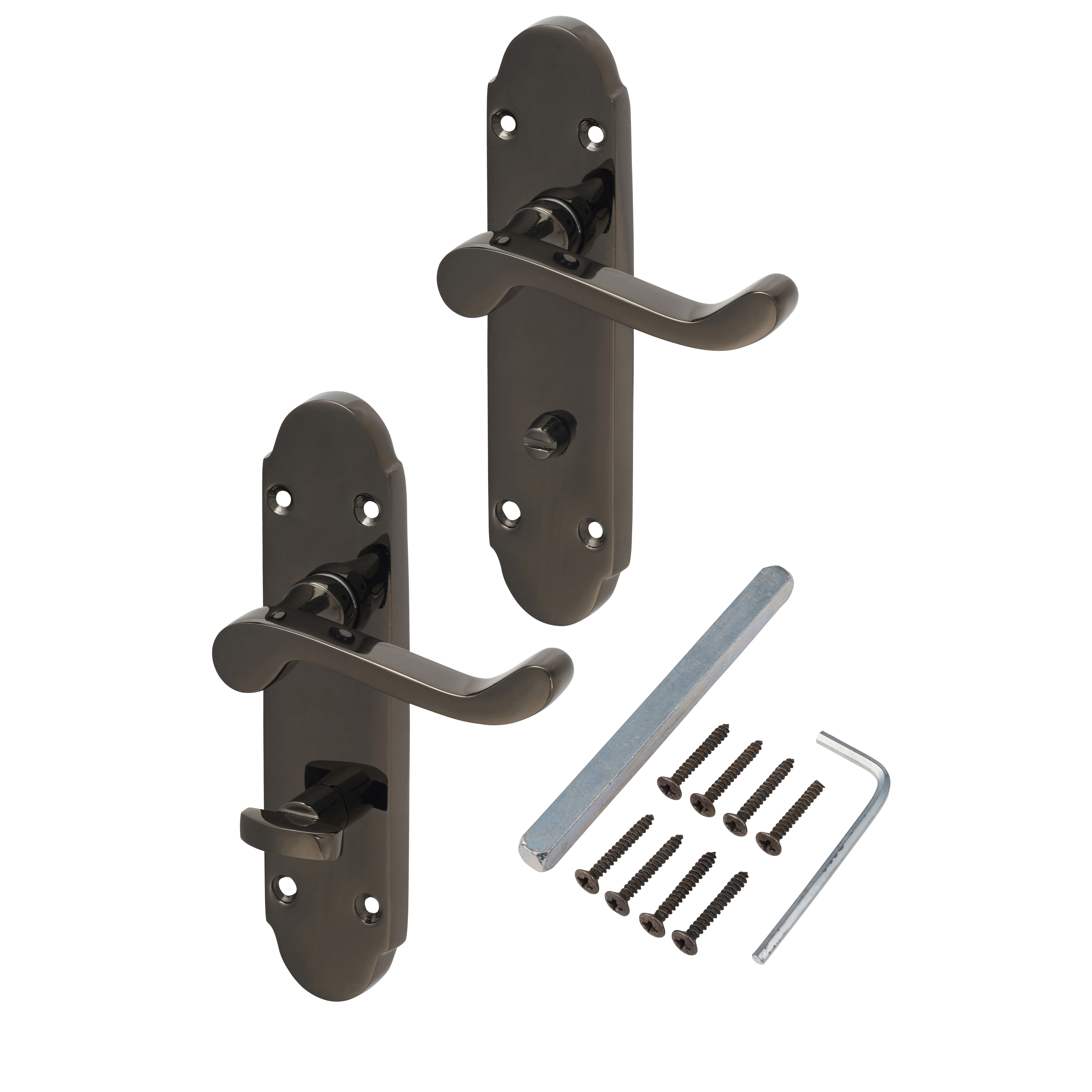 Black Nickel Victorian Summer Scroll Bathroom Door Handles - 168 x 40mm - view 3