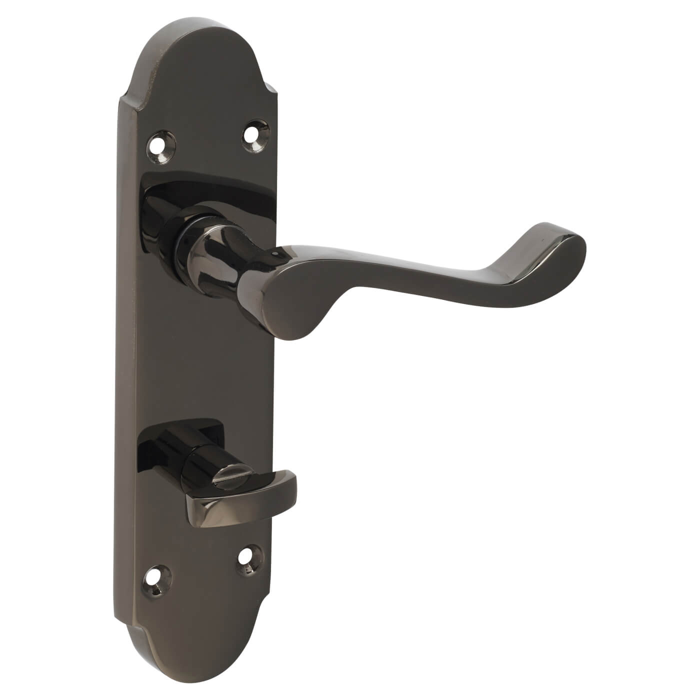 Black Nickel Victorian Summer Scroll Bathroom Door Handles - 168 x 40mm - view 5