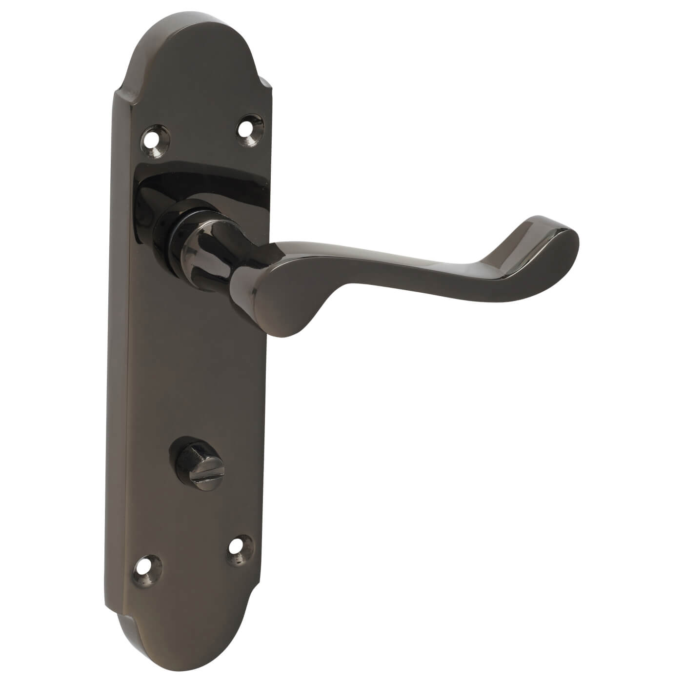 Black Nickel Victorian Summer Scroll Bathroom Door Handles - 168 x 40mm - view 6
